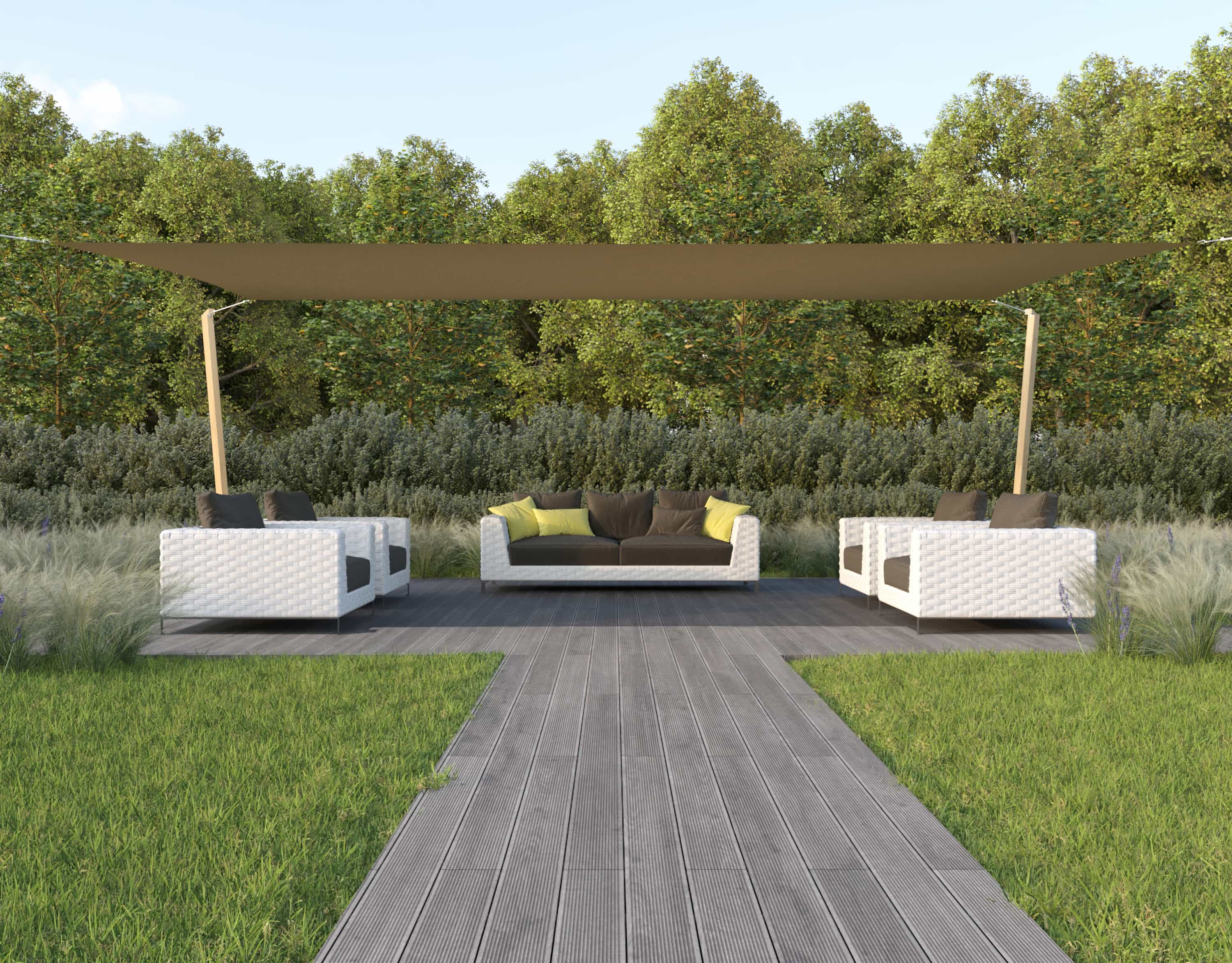 hanSe® Schaduwdoek Rechthoek Waterdoorlatend 5x6 m Zonnedoek Creme
