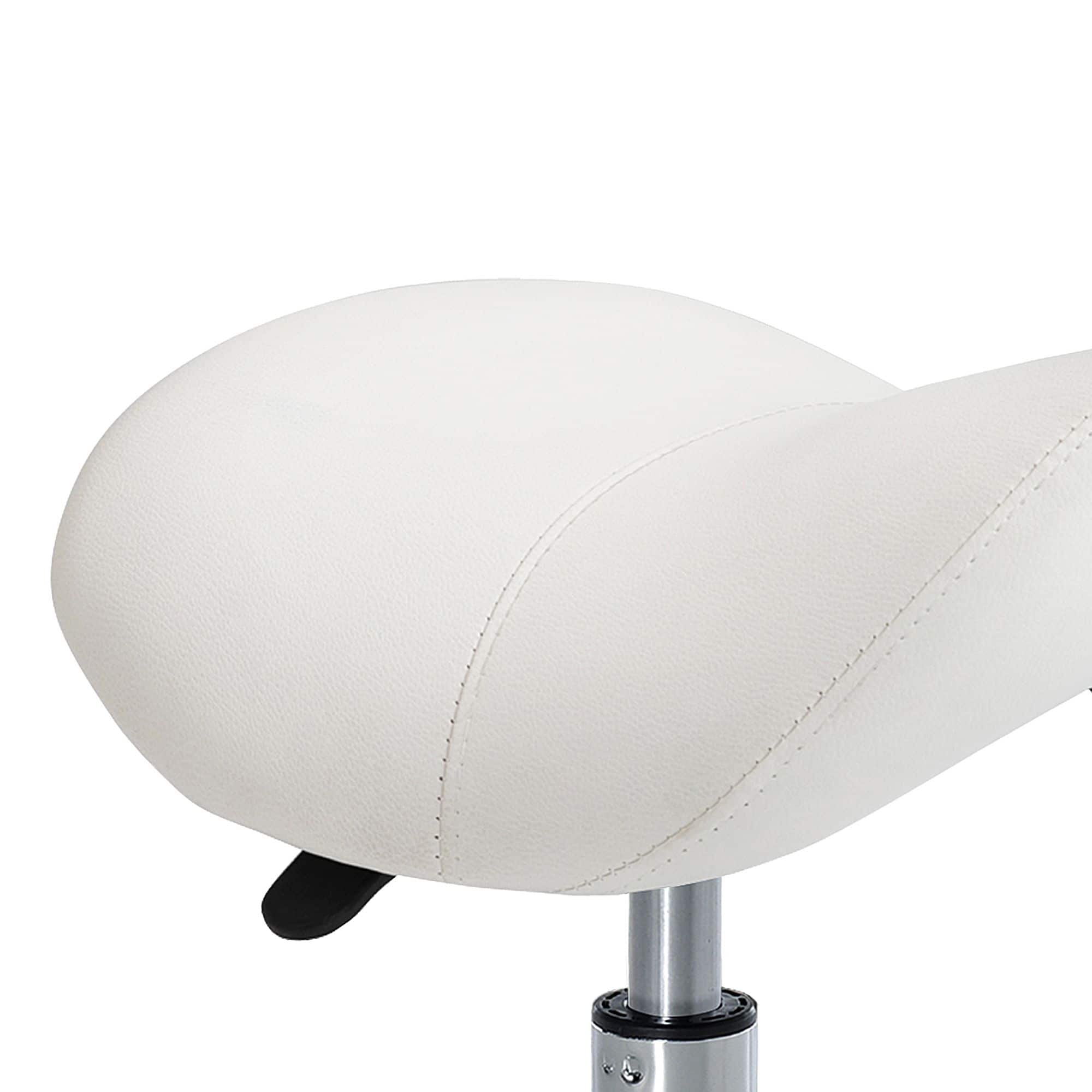 Ergonomische Zadelkruk Kunstleer Amazonekruk in Hoogte Verstelbaar 49-61 cm - Wit