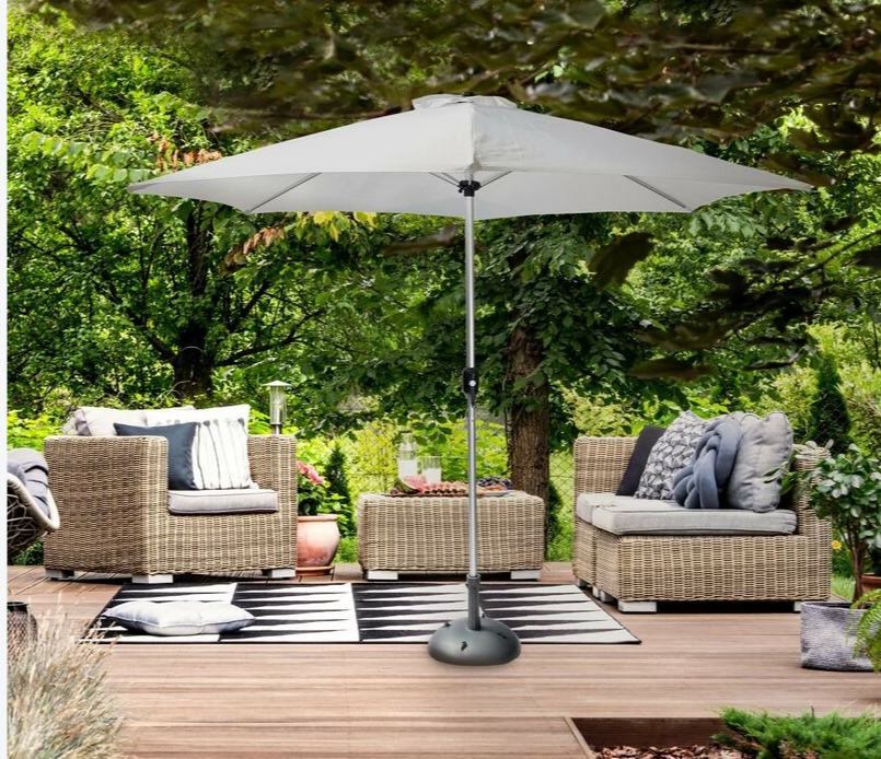 Parasol Rond 270 cm doorsnede met opdraaimechanisme - Grijs