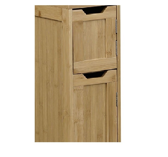 Bamboe Badkamerkast Mahe 2 deuren en 2 legplanken 30x18x130 cm - Bruin