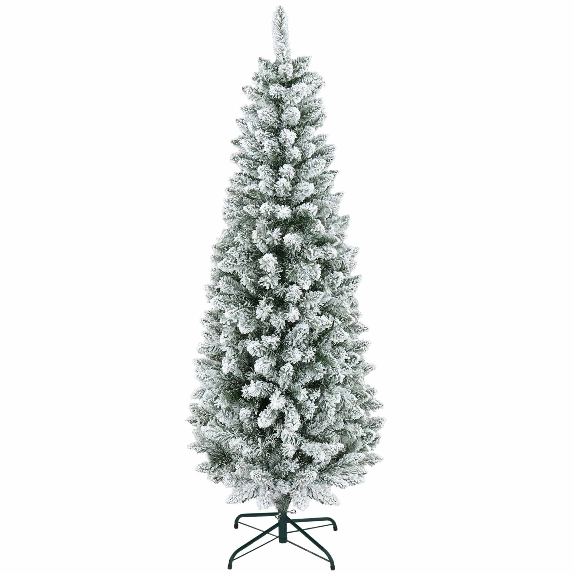 4goodz Kunstkerstboom Slank met Sneeuw 180 cm - groen/wit