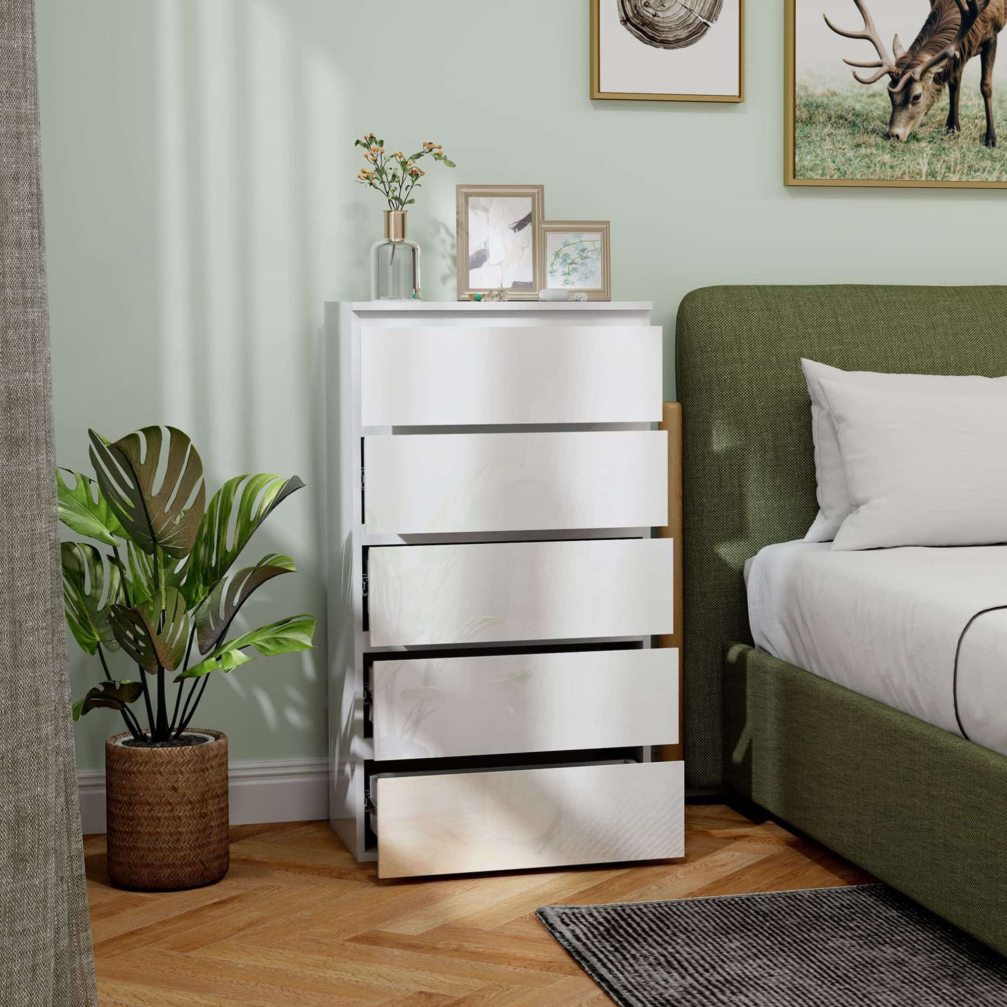 4goodz Ladenkast Greeploos met 5 Laden 33x55x100 cm - Wit