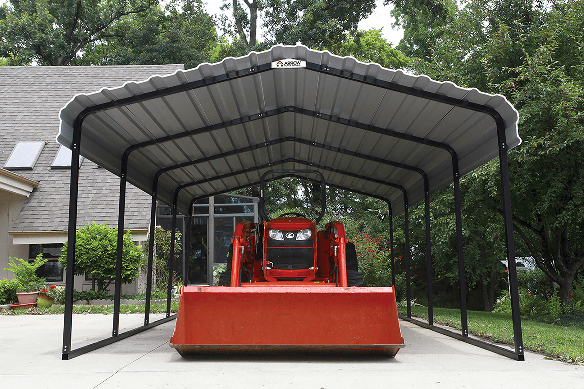 ShelterLogic Carport Napels - Overkapping Metaal - 600x370x260 cm - wit/zwart