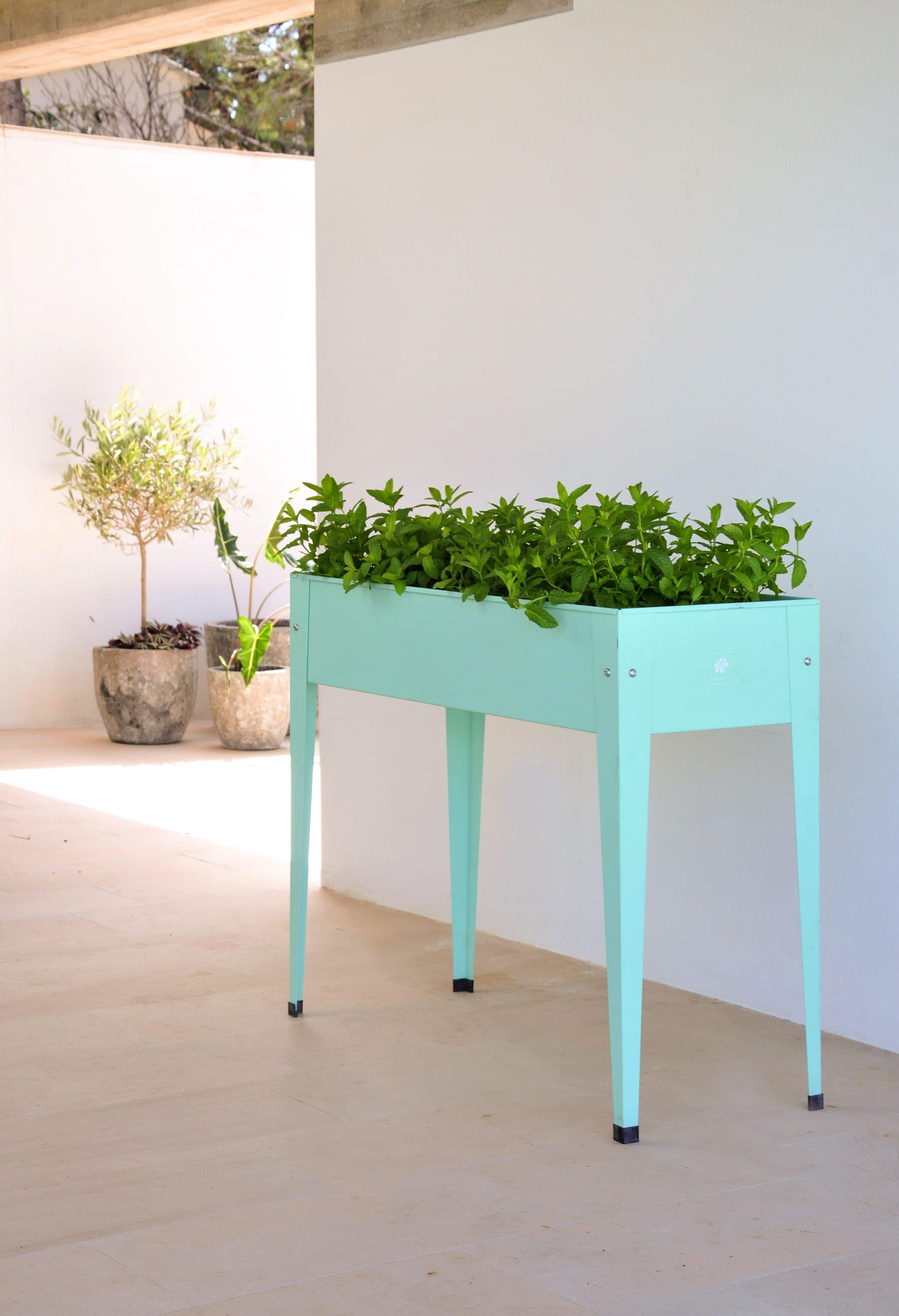 Herstera Garden Urban Hoge Plantenbak Staal - 100x40x84cm - Mintgroen