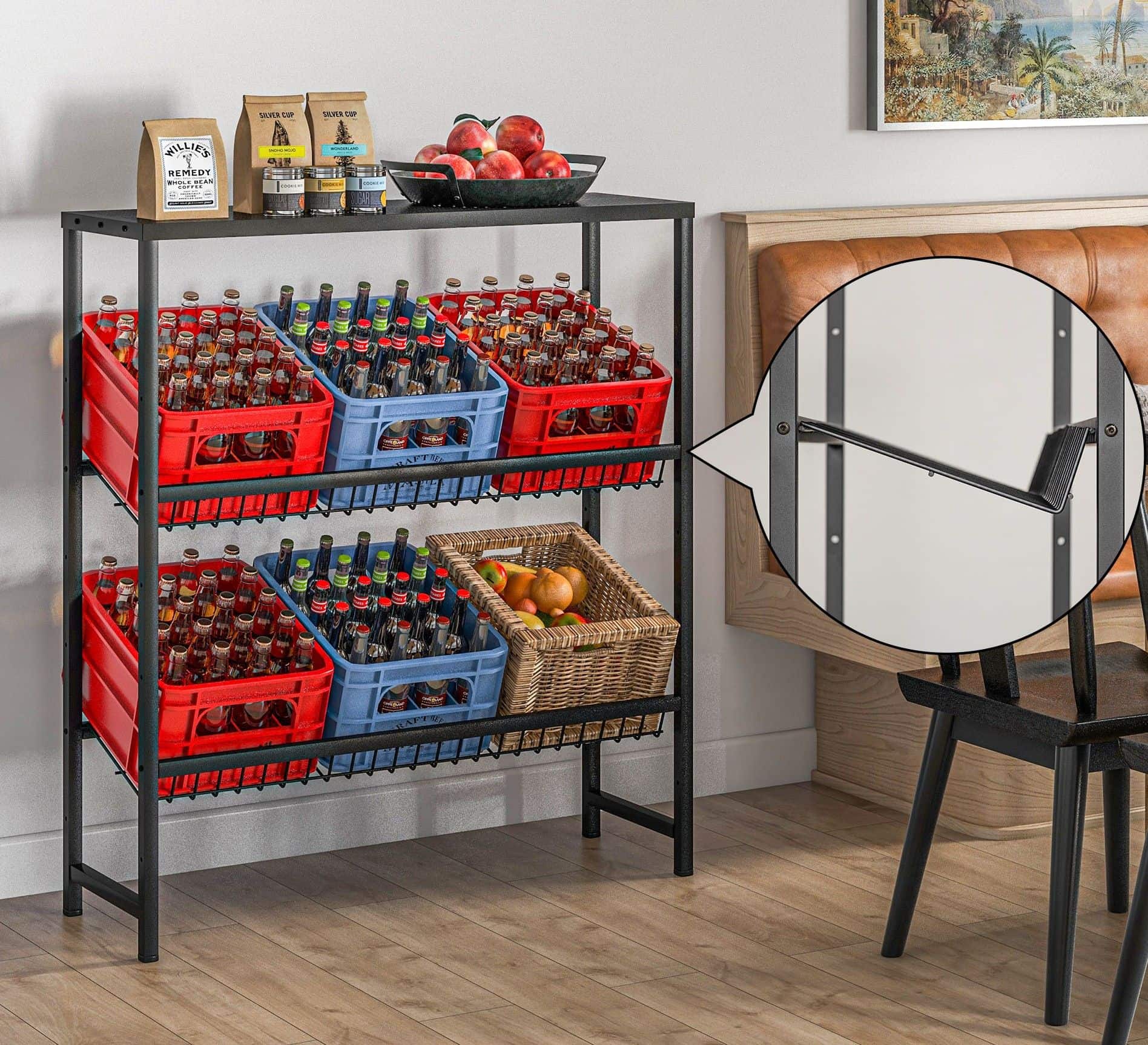 4goodz Krattenrek Heavy Duty 6 kratten - Draagvermogen 210 kg - zwart