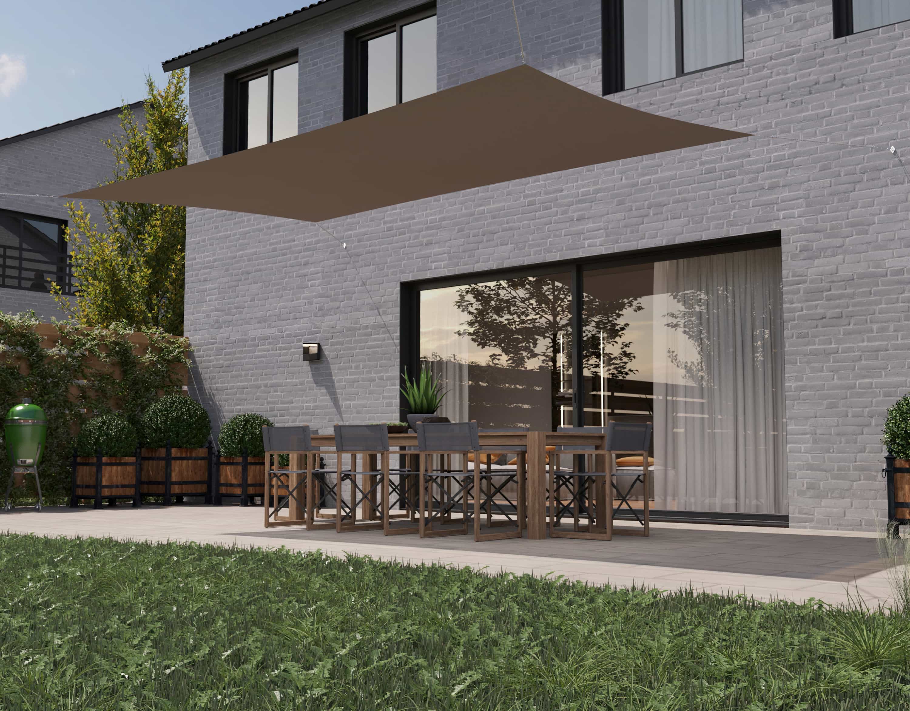 hanSe® Schaduwdoek Rechthoek Waterdoorlatend 3x6 m Zonnedoek Taupe