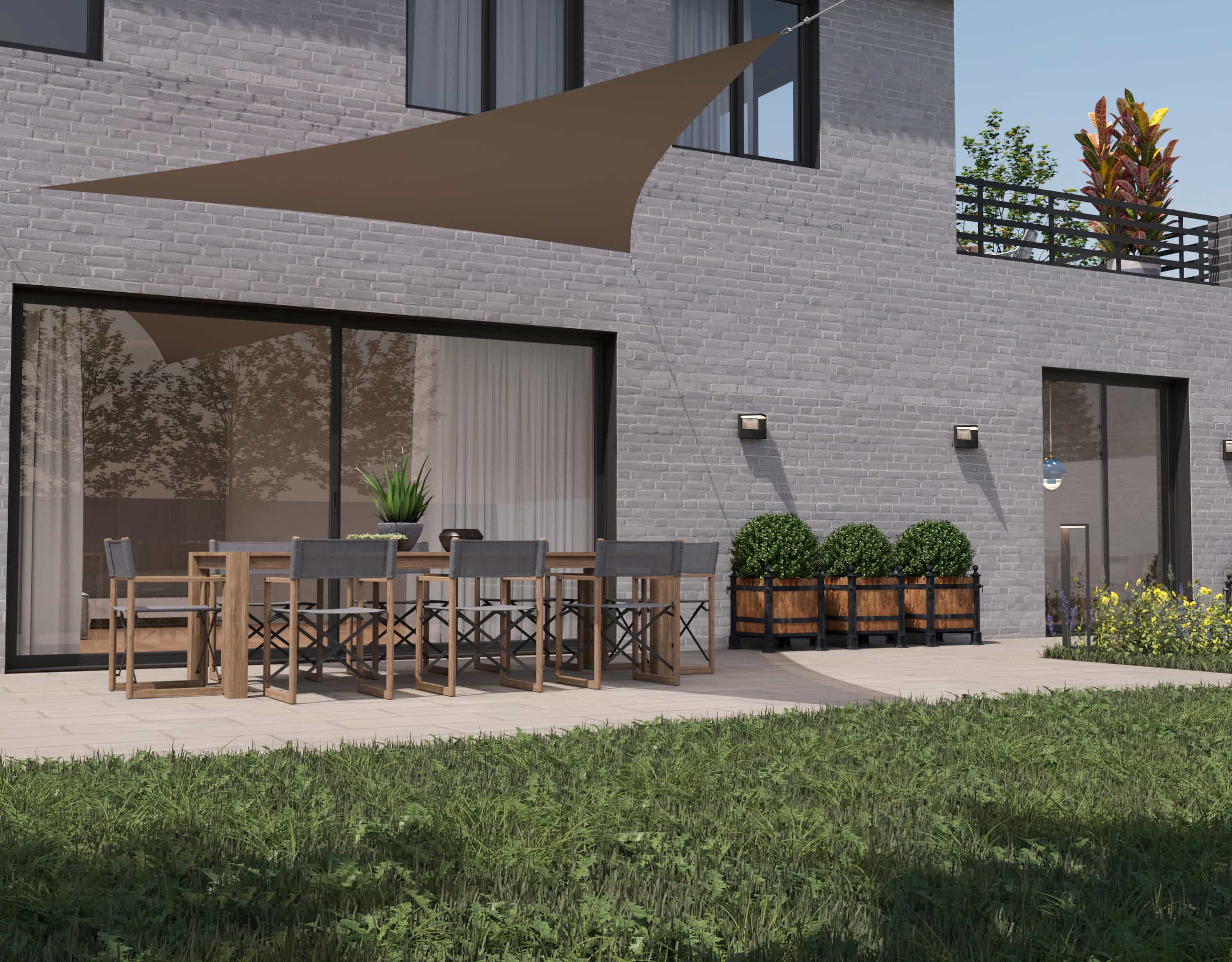 hanSe® Schaduwdoek Driehoek Gelijkbenig Waterdoorlatend 4x4x5,8 m Taupe