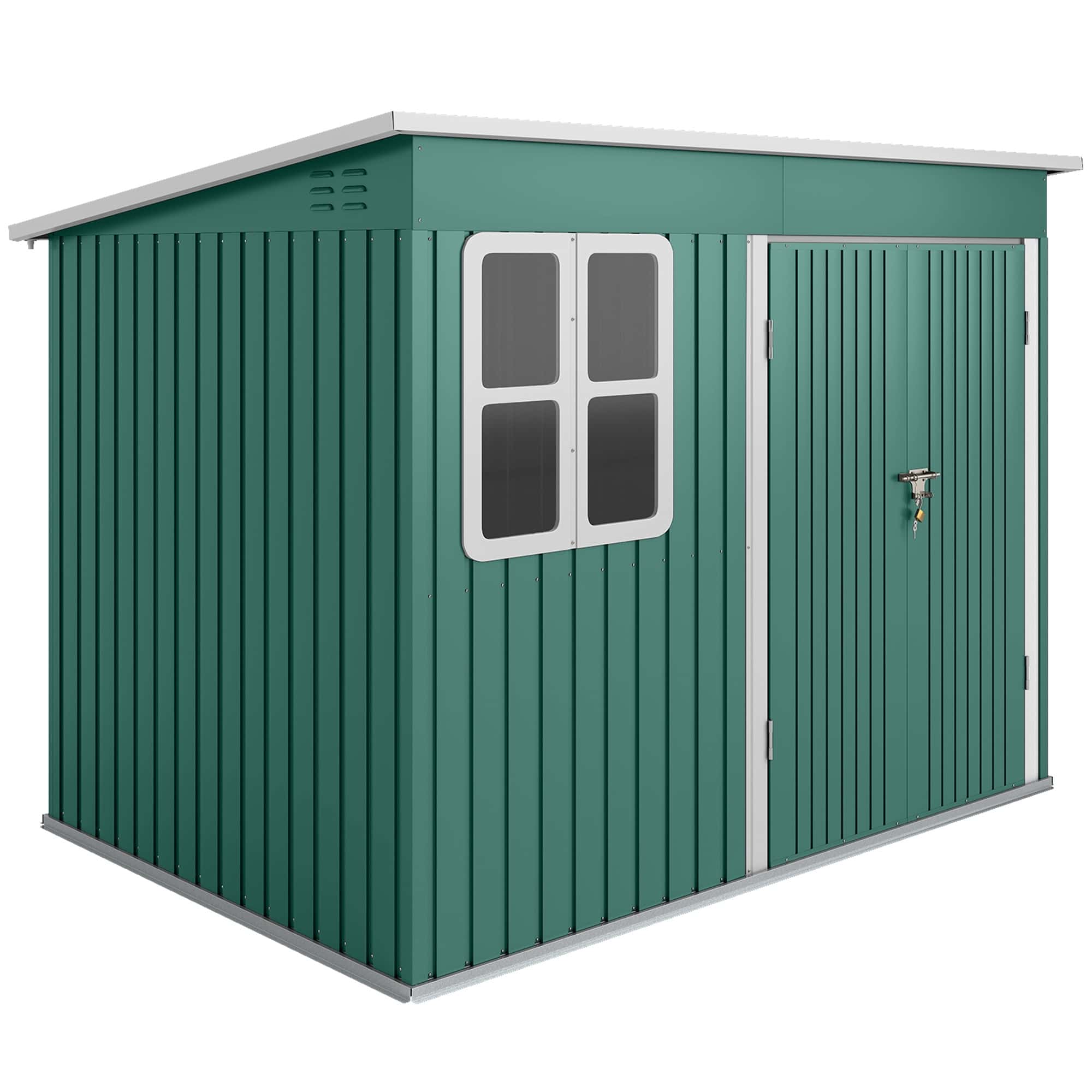 4goodz Metalen Tuinschuur - Raam en Deuren - 177x260x190 cm - Groen