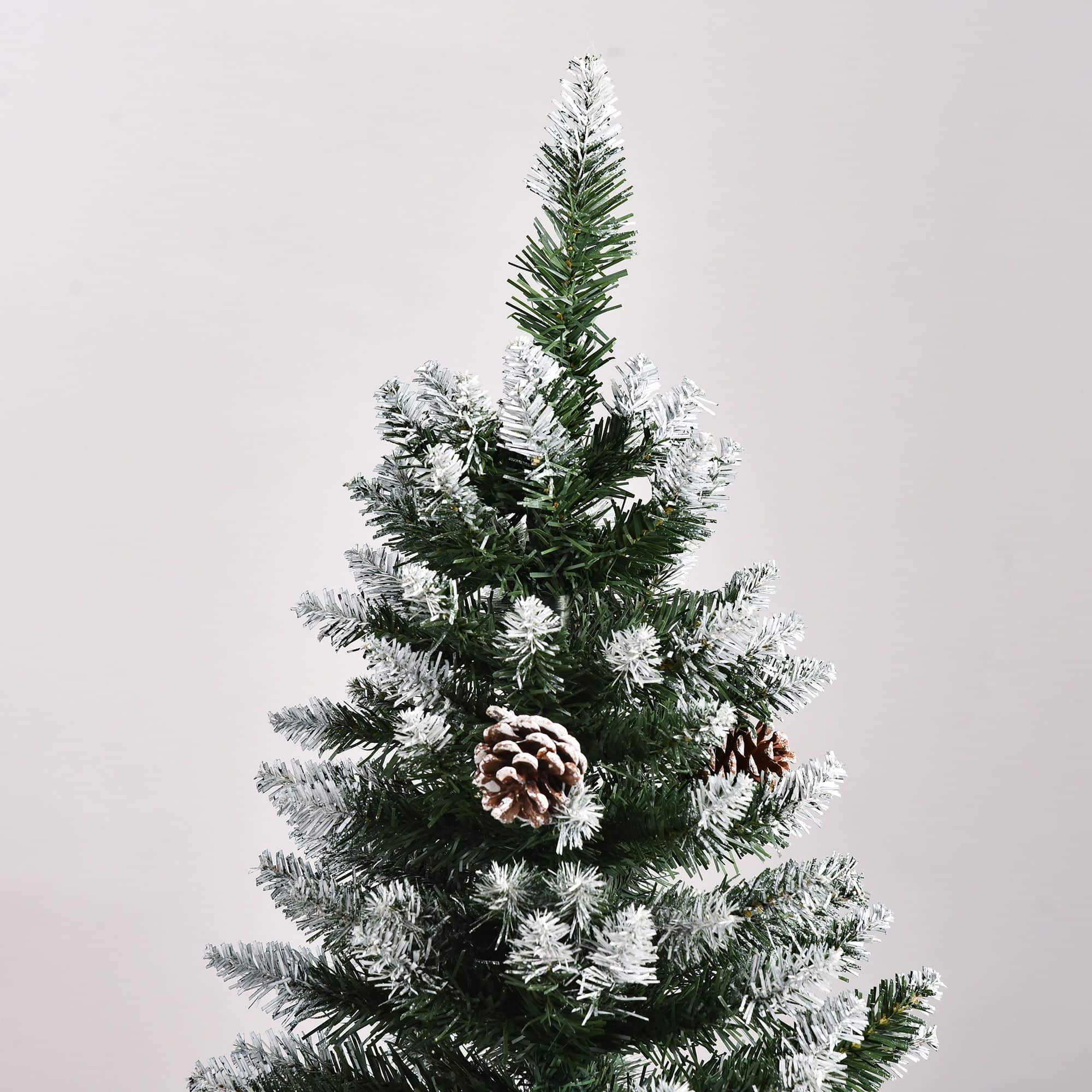 HOMCOM Kunstkerstboom met dennenappels en sneeuw 150 cm - Ø69 cm