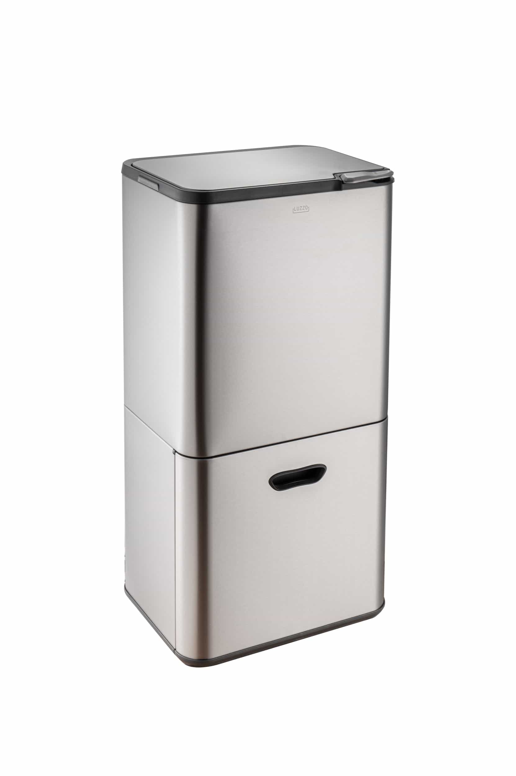 Luzzo® Kansas Metal Grey - 4 vakken Afvalscheidingsprullenbak Push 63 liter - Zilvergrijs