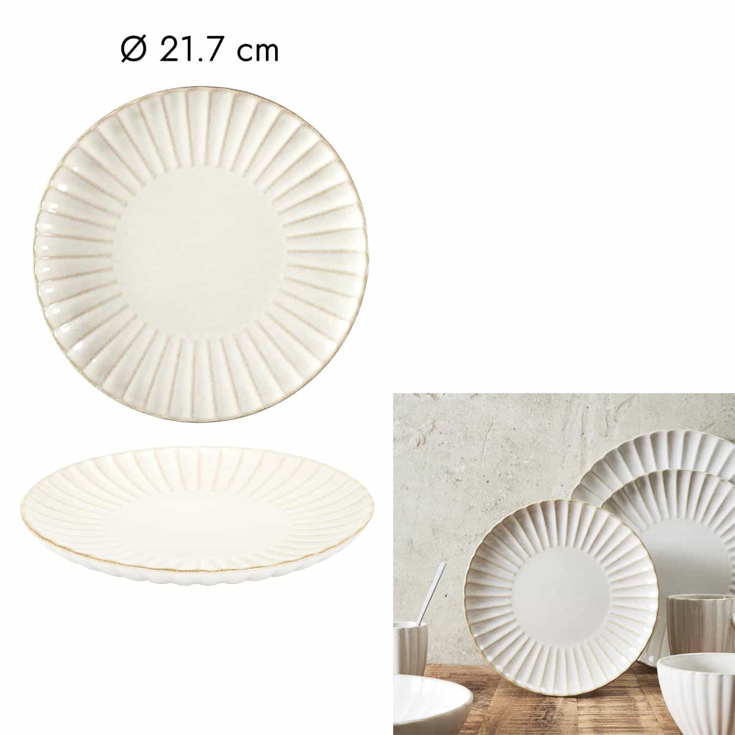 Servies 6 persoons 18-delig Vlora Stoneware Aardwerk - Creme