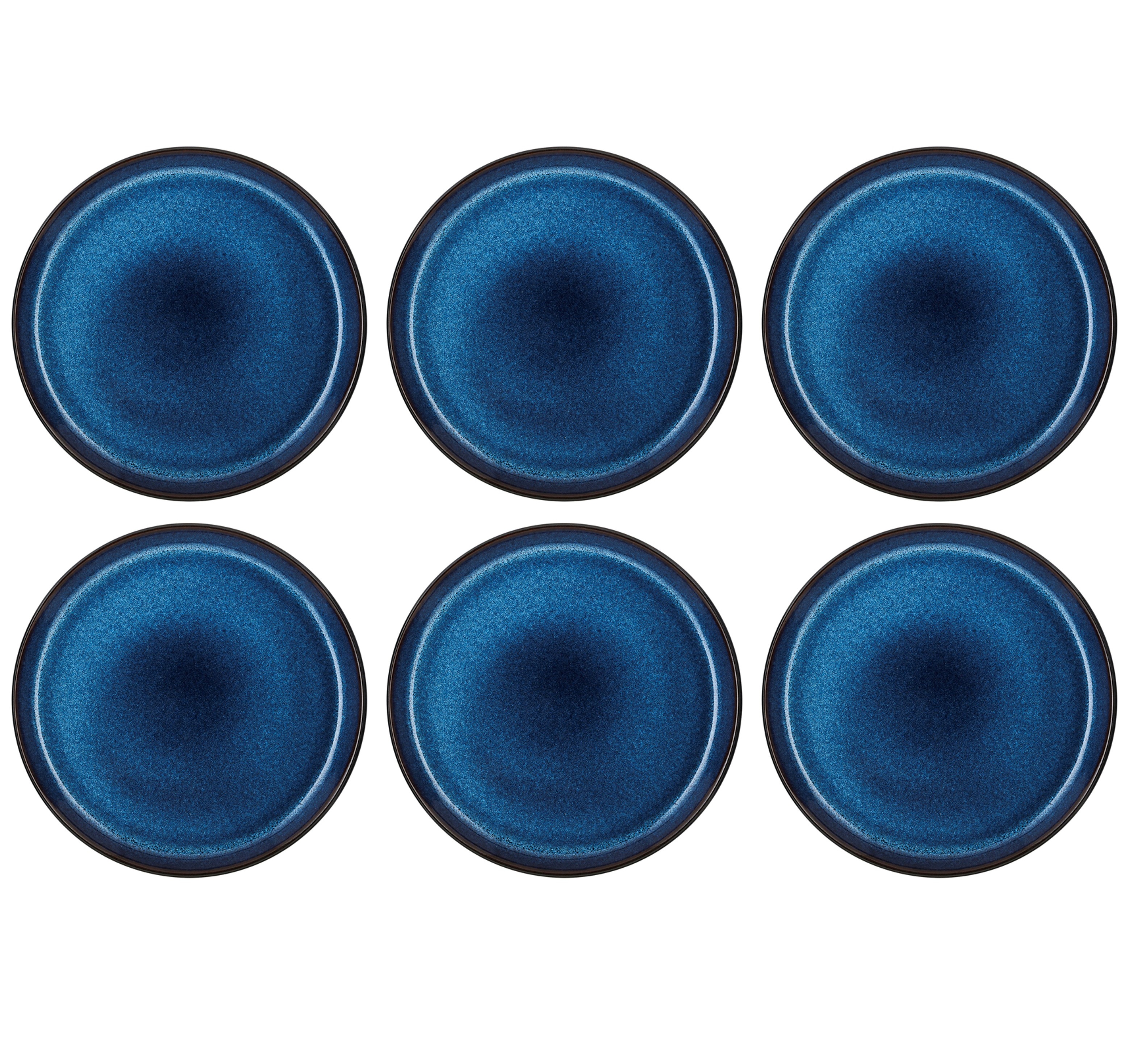 Bitz® Gastro - 6 stuks Aardewerk Ontbijtborden 21 cm Blauw/Zwart 821258