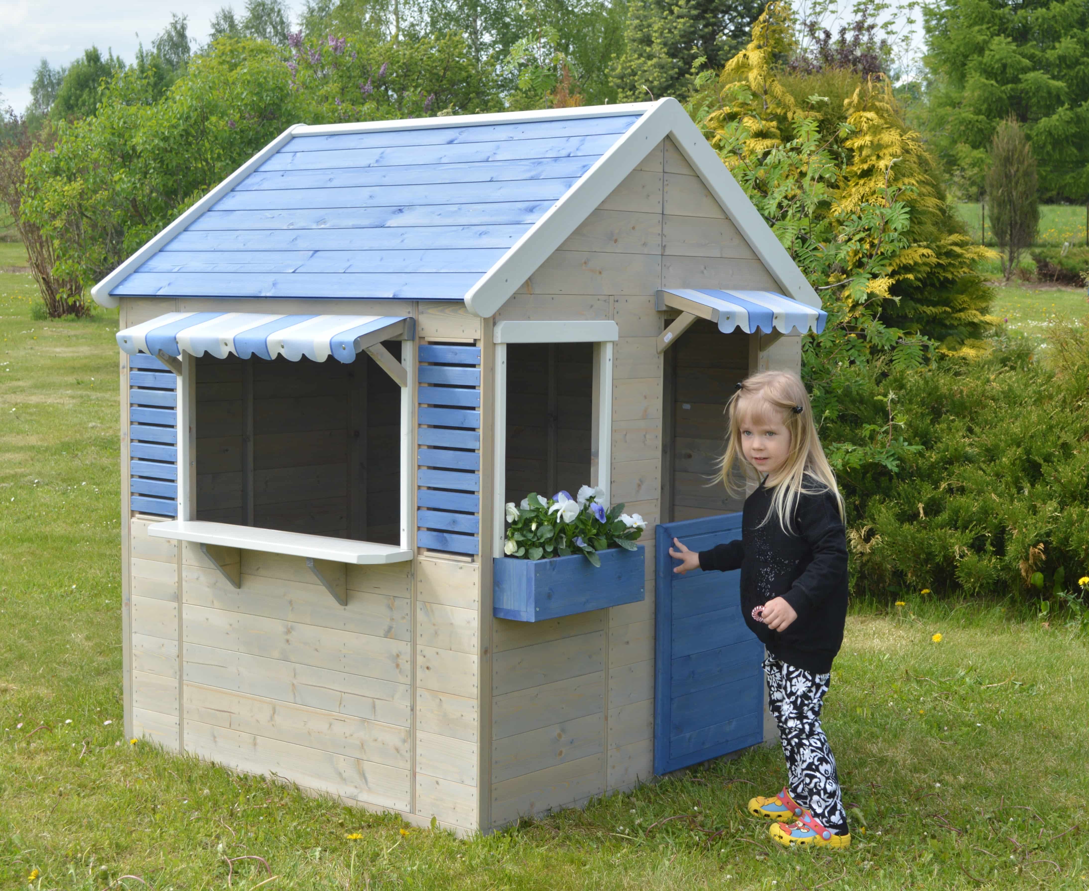 Wendi Toys Houten speelhuis - Strandwinkel - Blauw - Voor buiten / tuin