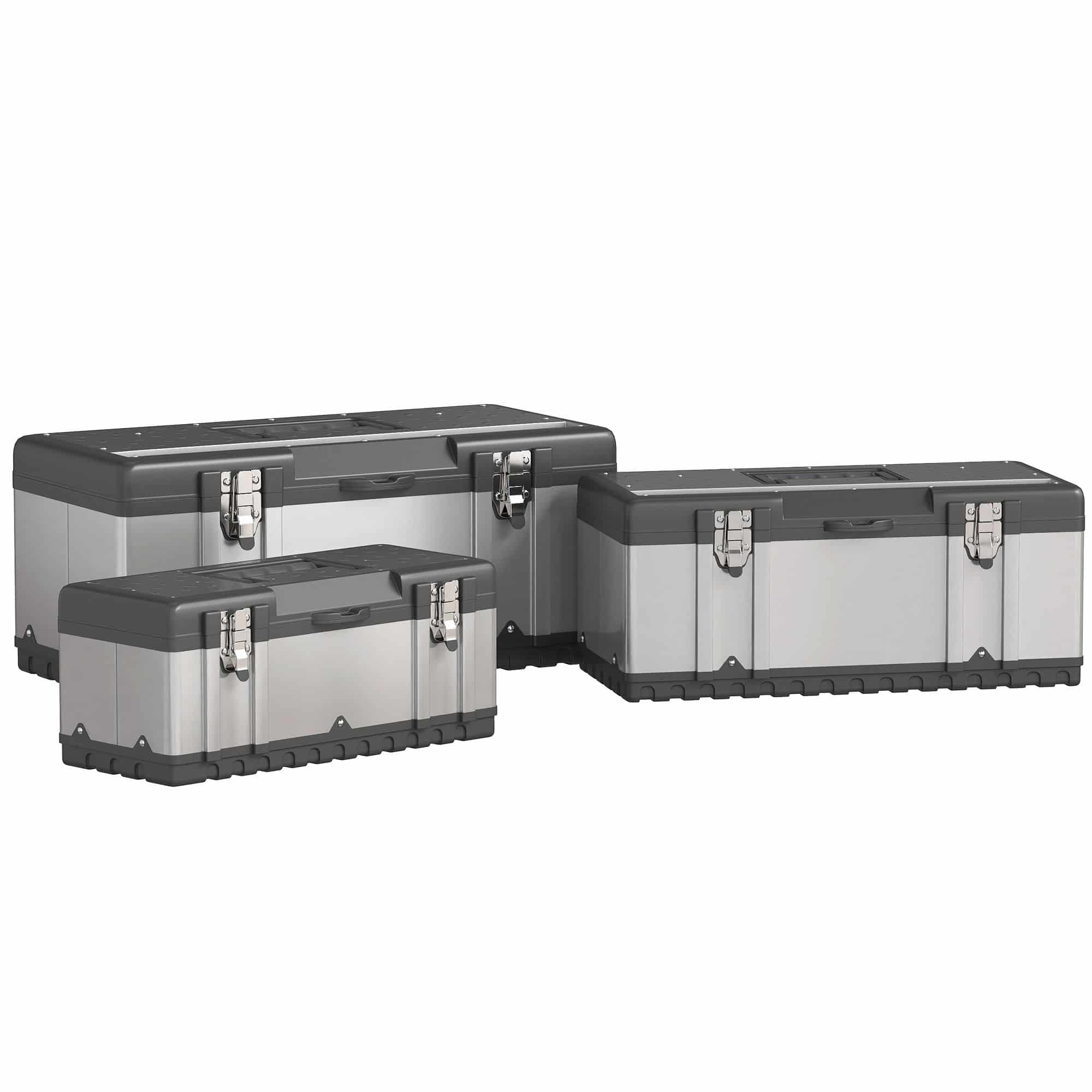 4goodz 3 Stuks Gereedschapskist werkkist kunststof - Grijs