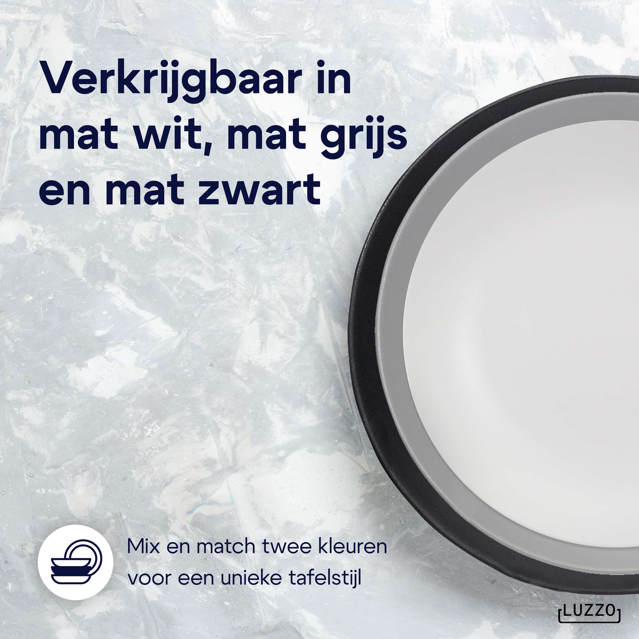 Luzzo® Serviesset Aland 6 persoons Aardewerk - 18-delig met Pastaborden - Mat Grijs