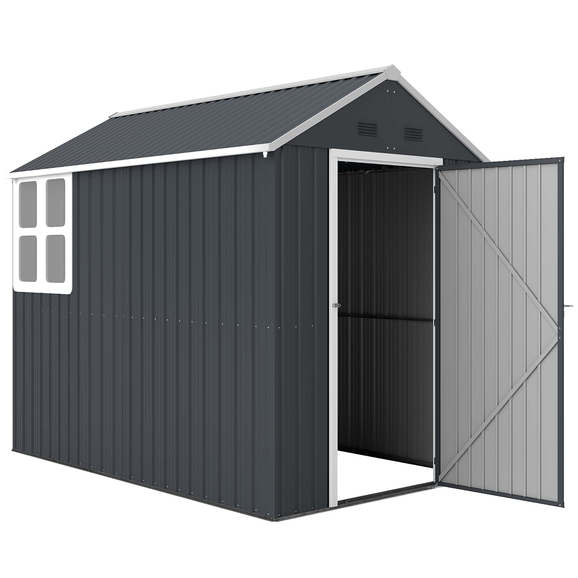4goodz Metalen Gereedschapsschuur Tuinschuur met raam - donkergrijs