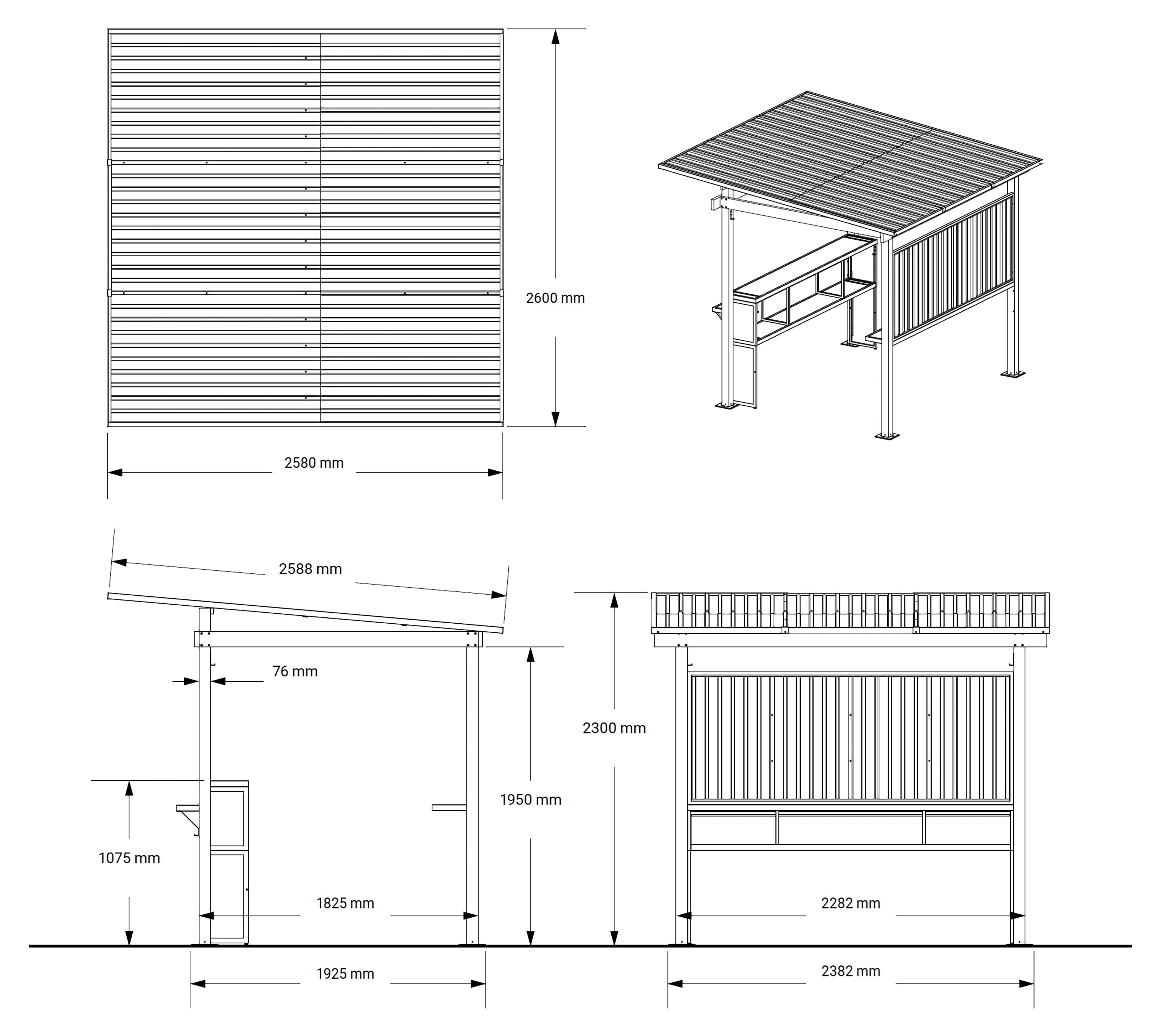 Sojag München Buitenbar - Metalen Tuinbar 260x260 cm