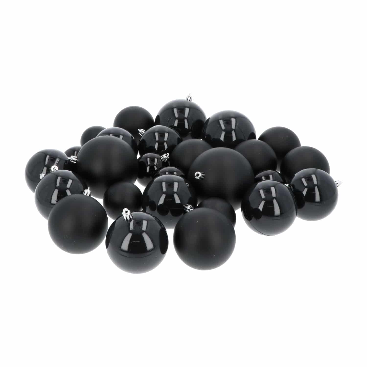 Kunststof Kerstballen set 26 ballen - binnen buiten - zwart