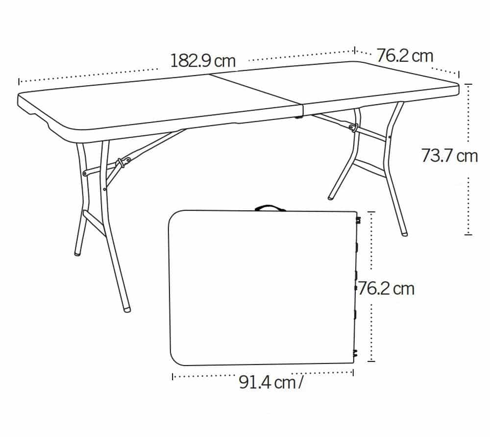 Lifetime® Kunststof Tafel Opvouwbaar - Campingtafel Light Commercial - 182x76x74cm - Wit