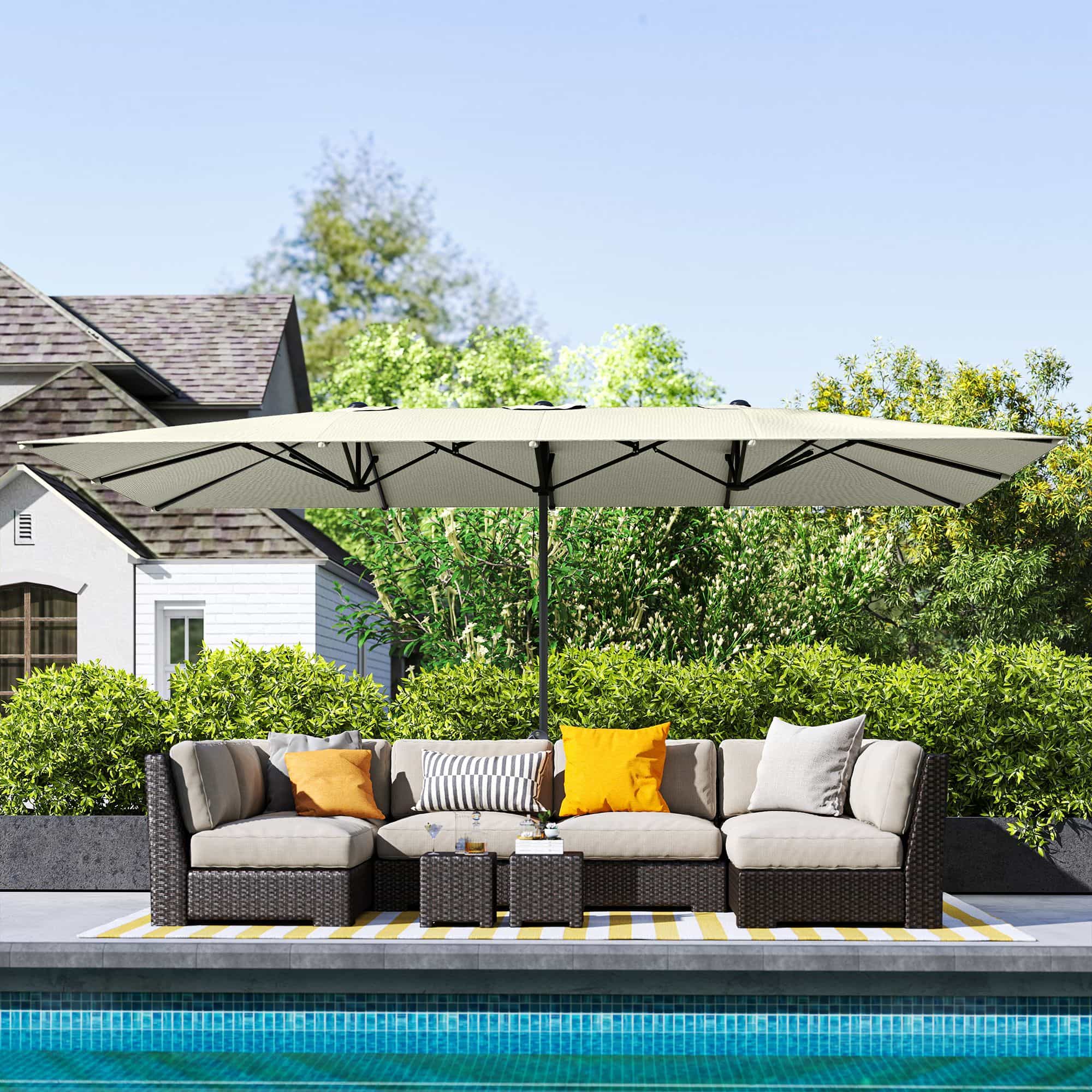 4goodz Duo-parasol Rechthoek XL 451x 264 cm - Creme