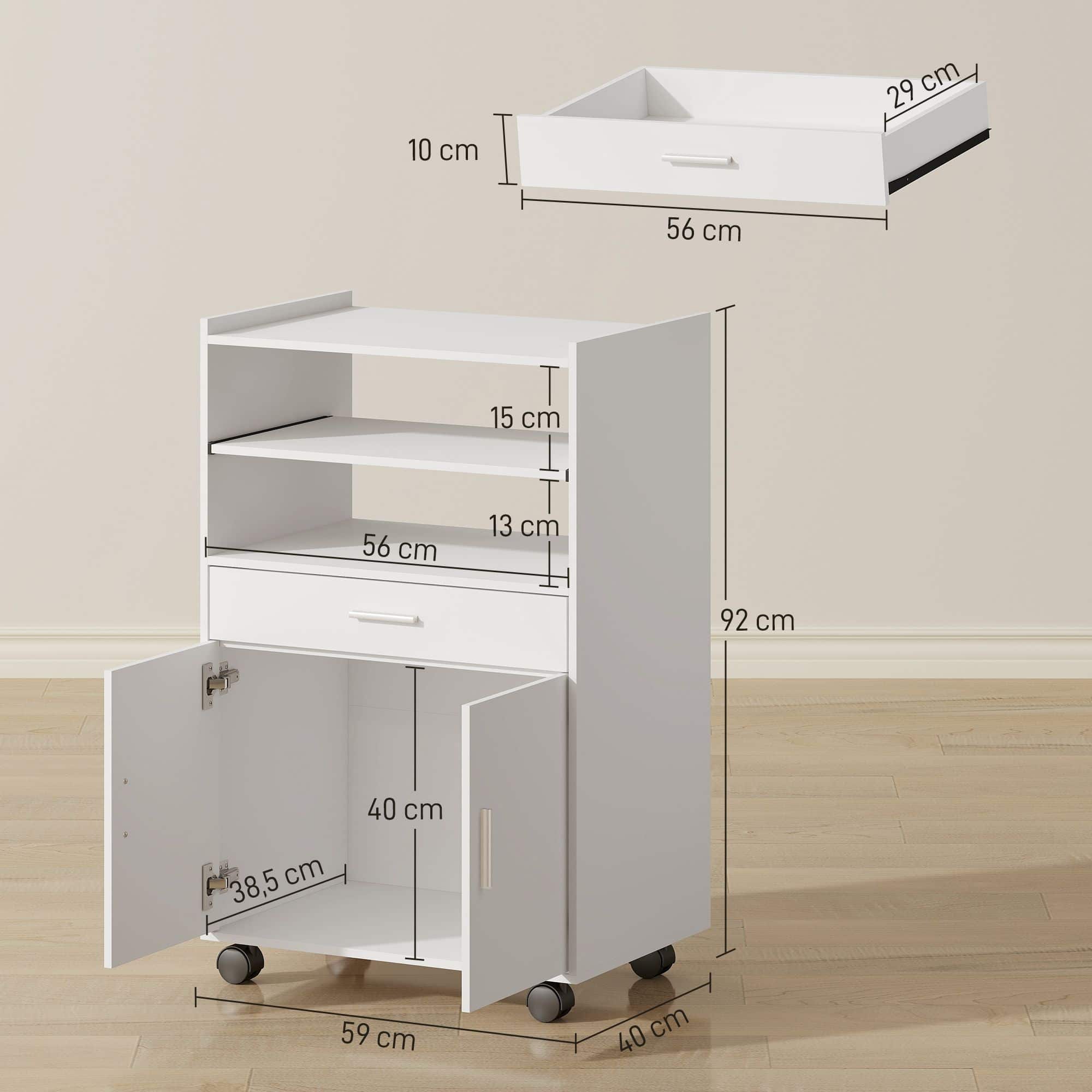 4goodz magnetronkast met Lade op wielen - wit 4goodz magnetronkast met Lade op wielen - wit