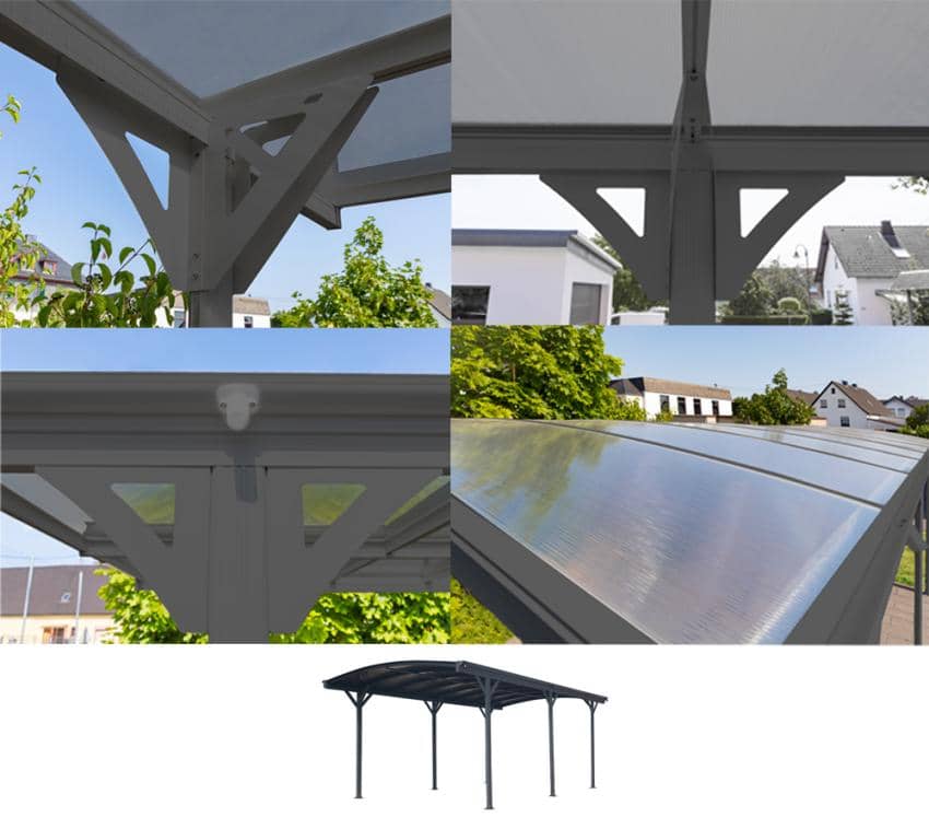 Westmann Aluminium Carport Stockholm Gebogen 576x300x220 cm - Grijs