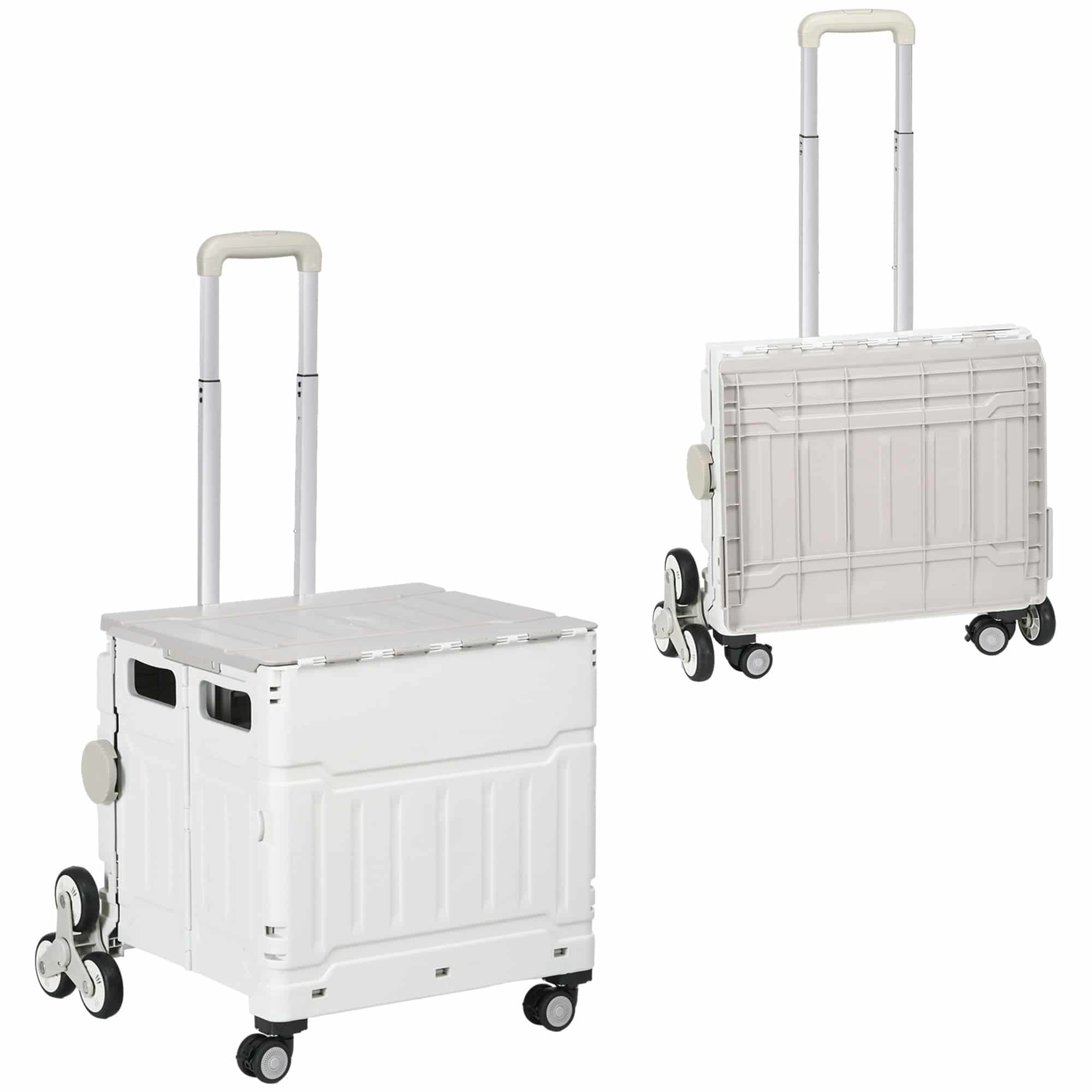 4goodz Winkelwagen Vouwkrat Trapklimmer Opvouwbaar max. 65 Kg Belastbaar - Wit