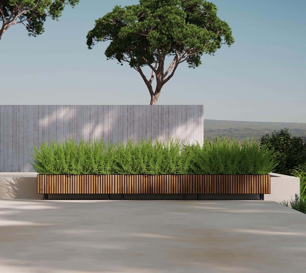 Herstera Garden XIC M - Metalen Plantenbak 100x40x25 cm - Hout