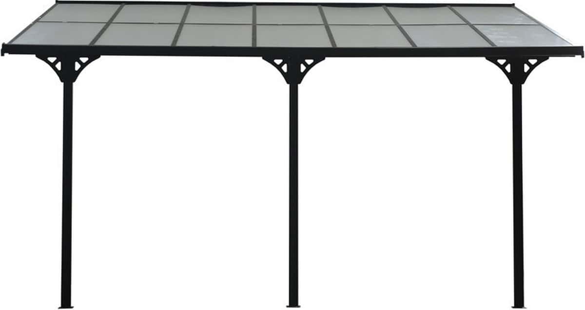4goodz Terrasoverkapping in hoogte verstelbaar aluminium 4 x 3 m - grijs