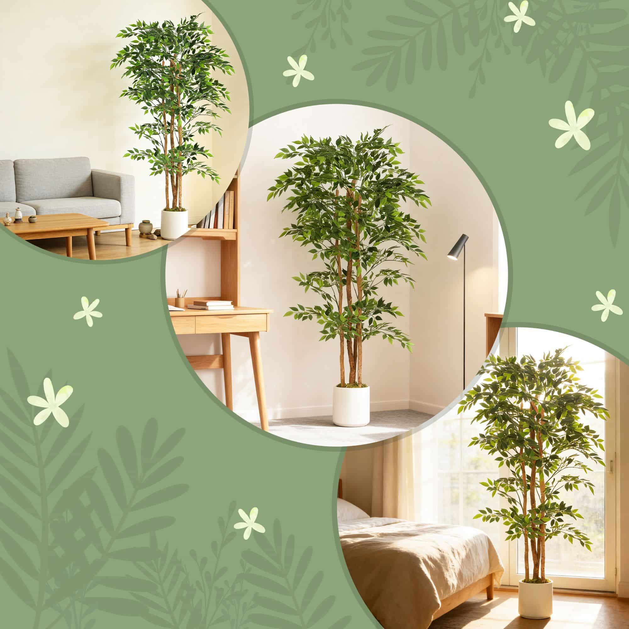 4goodz kunstplant Banyanboom met massieve stam 180 cm - Groen