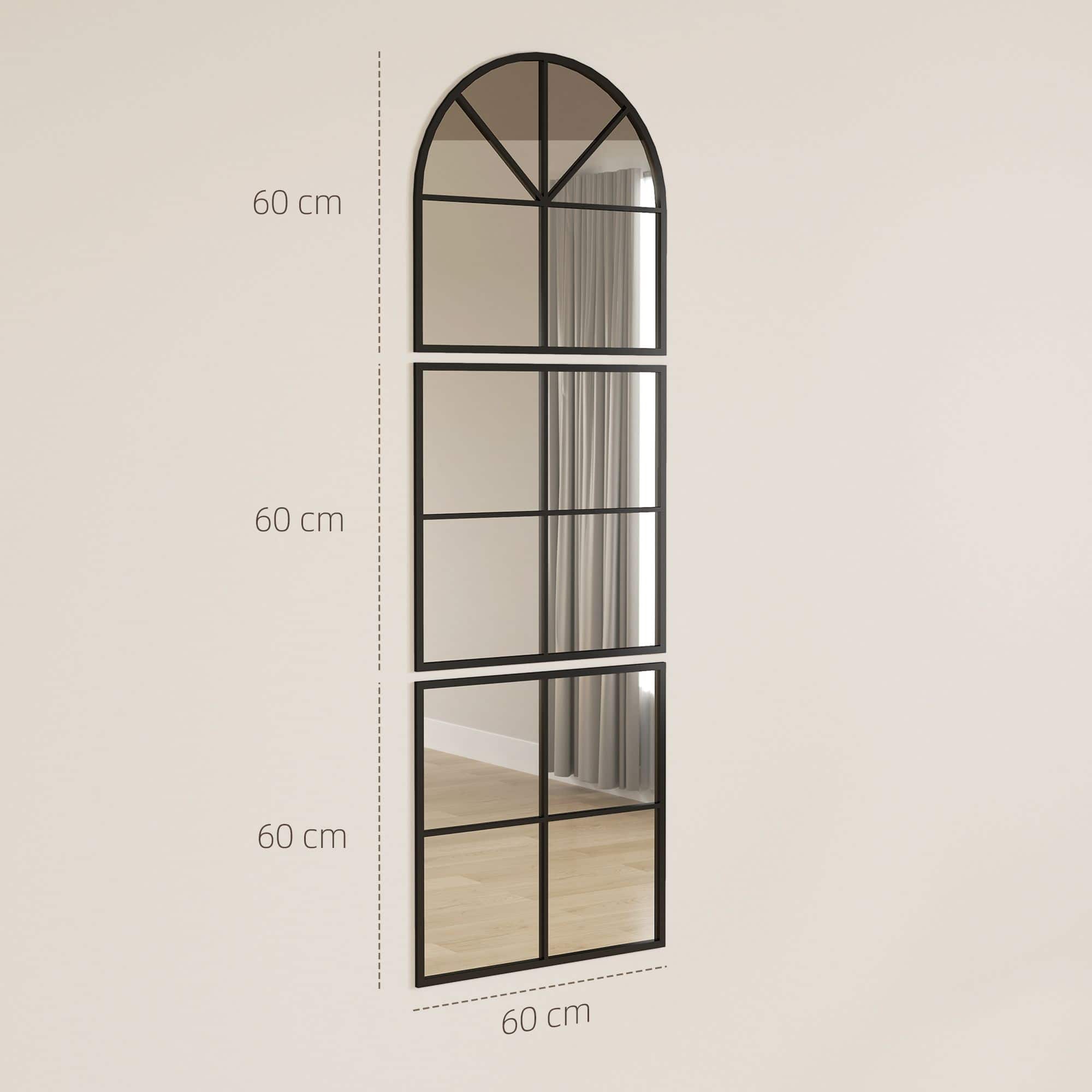Wandspiegel 3-delig met Metalen Frame - 60 x 180 cm - Zwart