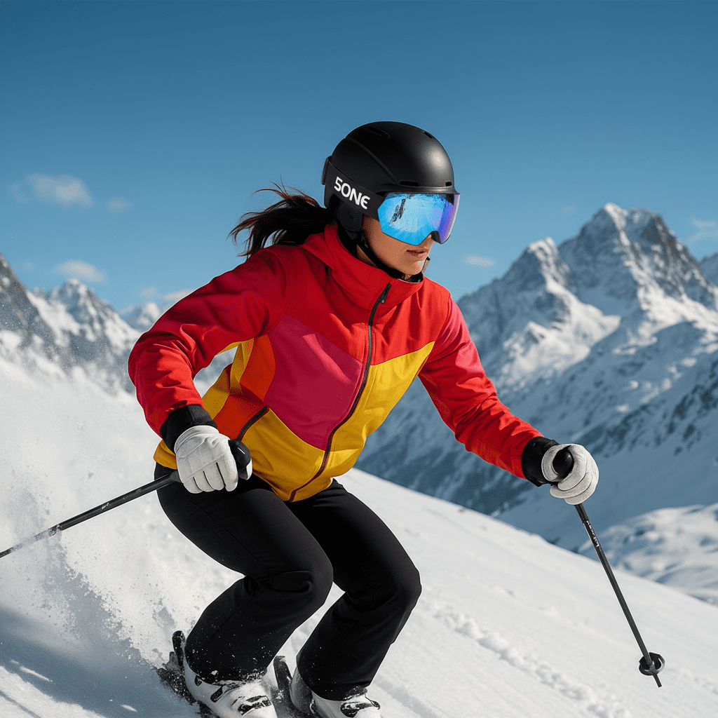 5one® Alpine 1 Blue anti-condens Skibril met hardcase - Zwart frame