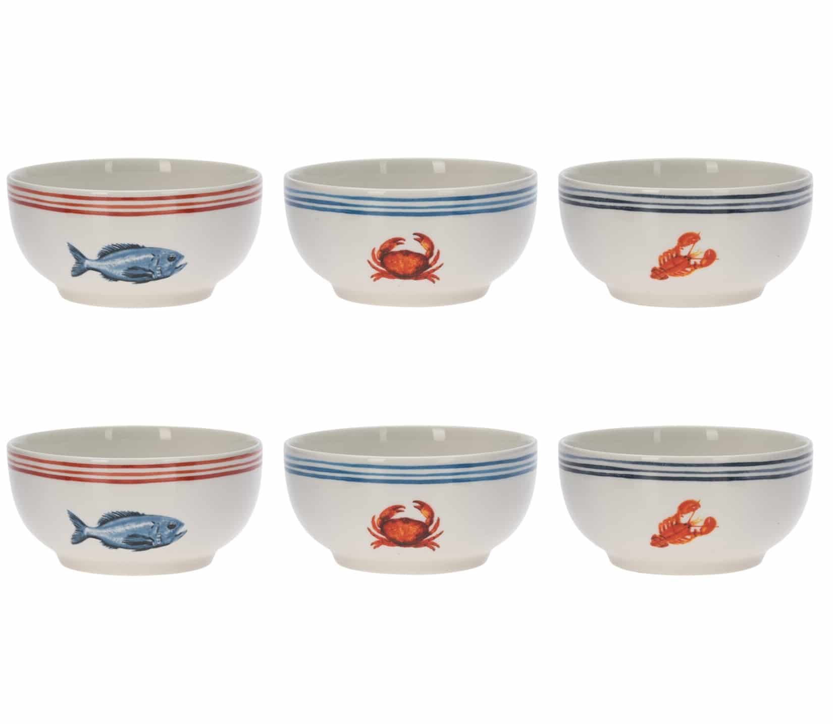 4goodz Sealife set van 6 stuks Porseleinen Kommen 10 cm doorsnede
