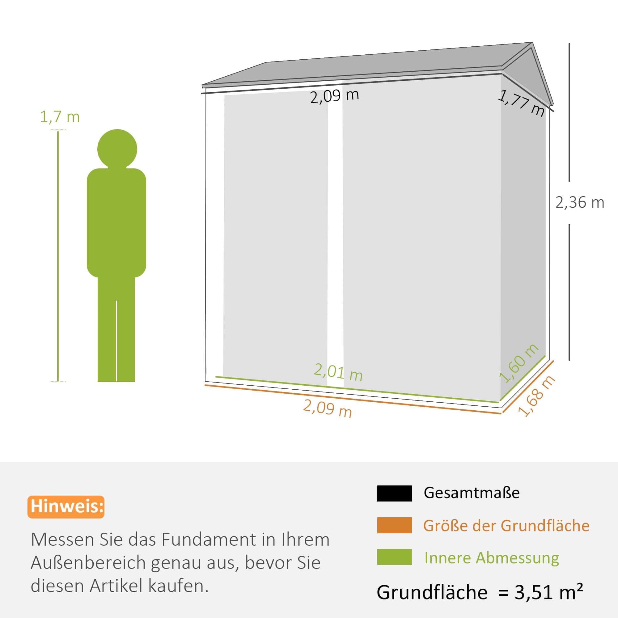 4goodz Metalen Tuinschuur - Afsluitbaar - 209x177x236 cm - Lichtgrijs