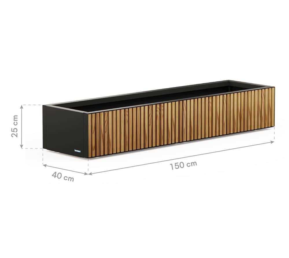 Herstera Garden XIC L - Metalen Plantenbak 150x40x25 cm - Hout