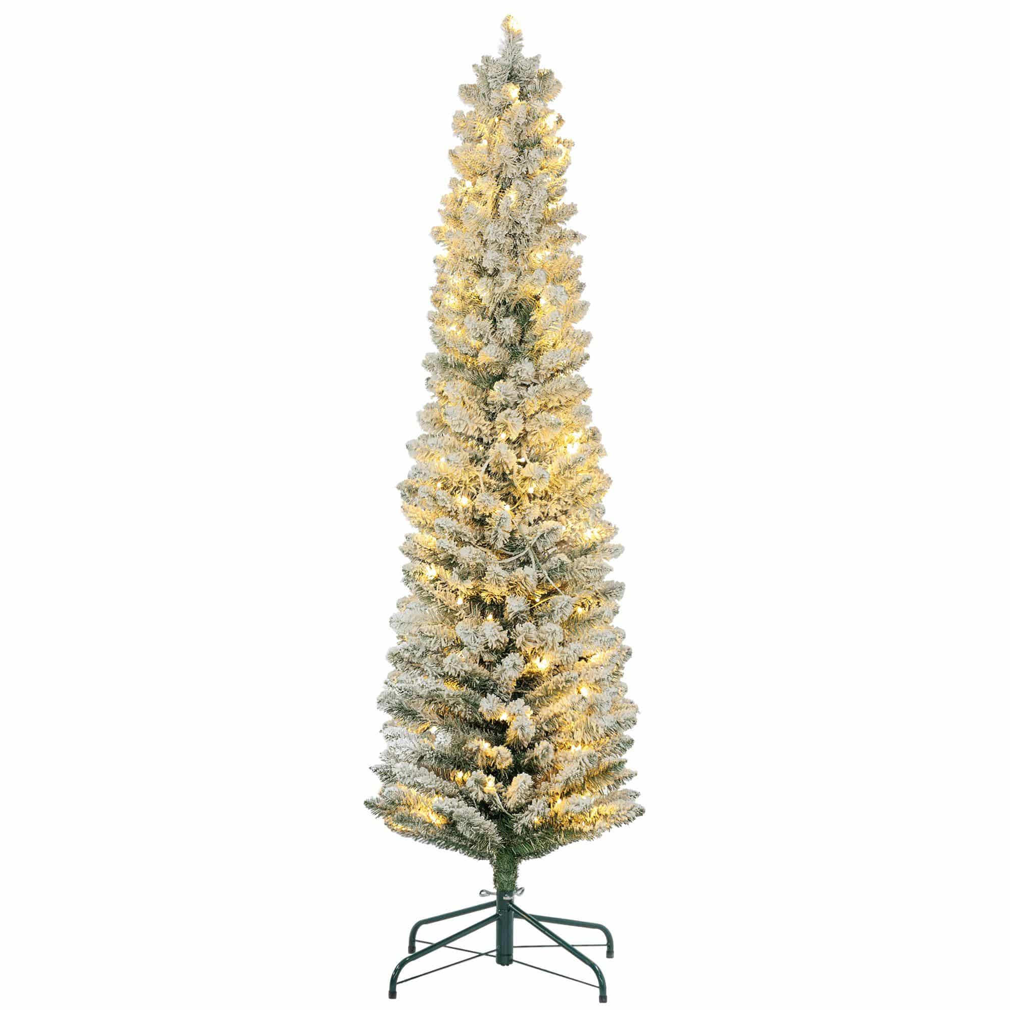 Homcom Kerstboom met Sneeuw 180 cm - LED Verlichting - Wit/Groen