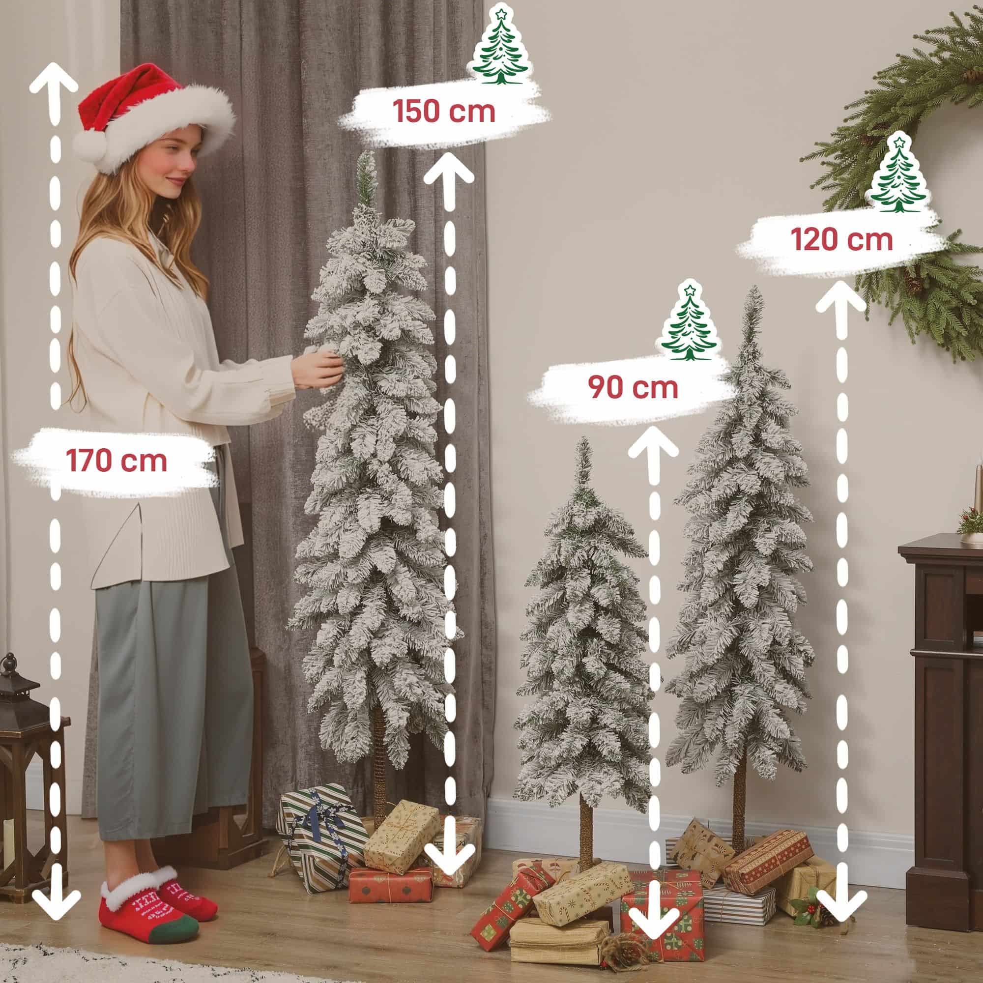 4goodz set 3 Kerstbomen met sneeuw 90/120/150 cm 4goodz set 3 Kerstbomen met sneeuw 90/120/150 cm