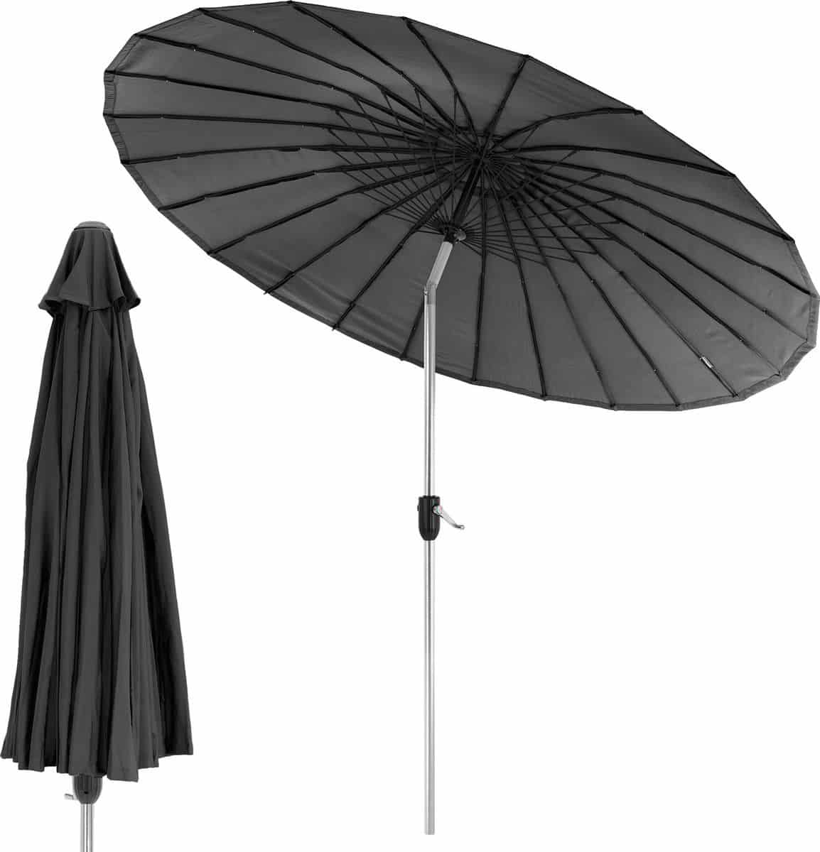Parasol Shanghai 270 cm met Aluminium buis - kleur Charcoal
