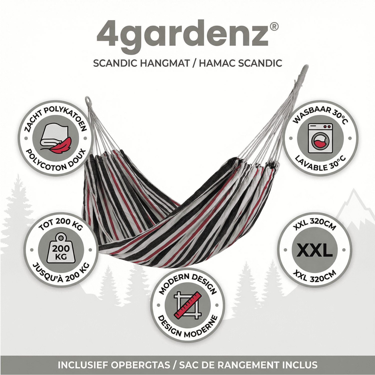 4gardenz® Scandic Hangmat Polykatoen 320x150 cm -- Comfortabel &amp; Sterk