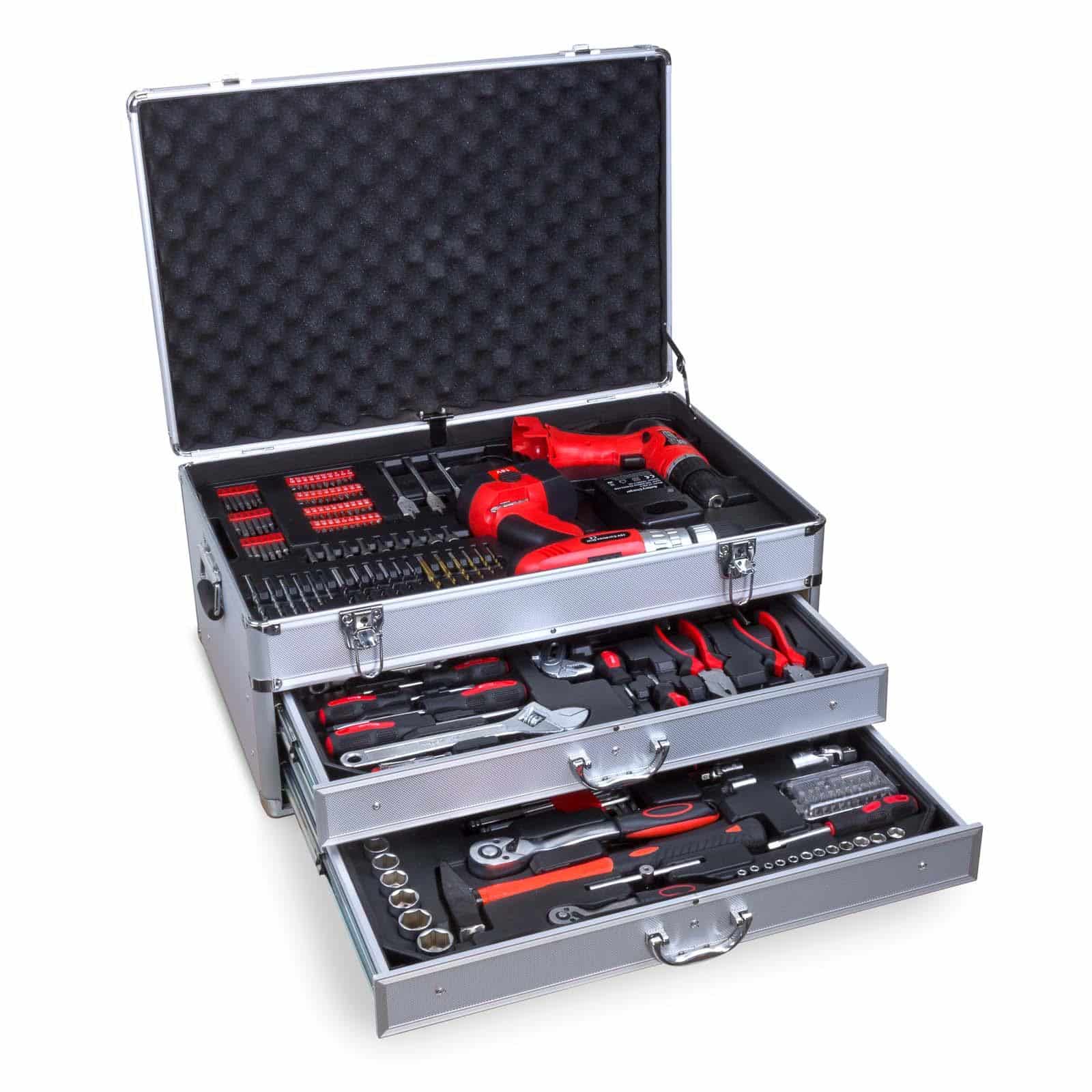 Hanse Werkzeuge® Alu Gereedschapskoffer - 206-delig - Incl. 2 Accuboren