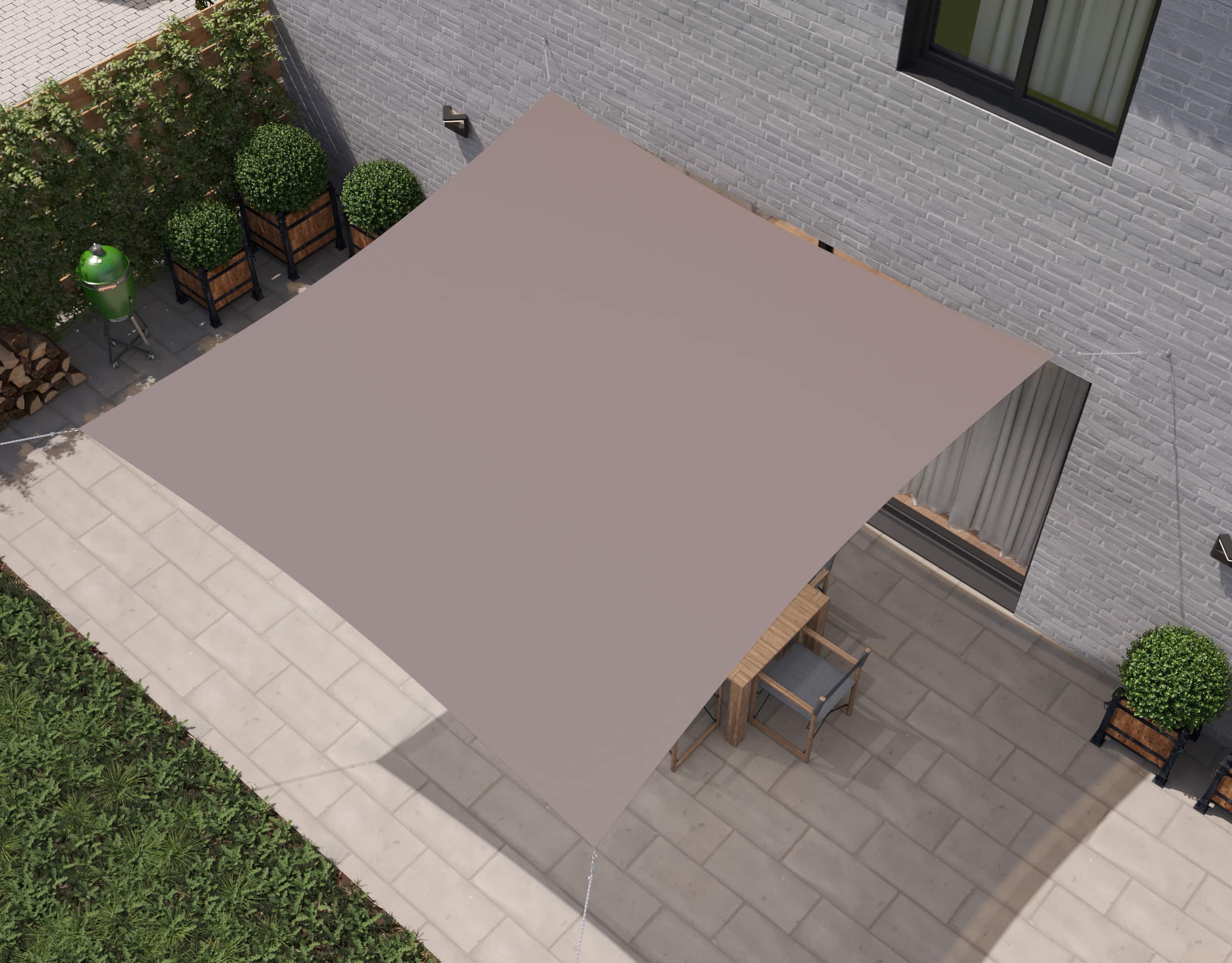 hanSe® Schaduwdoek Vierkant Waterdoorlatend 3,6x3,6 m Zonnedoek Taupe