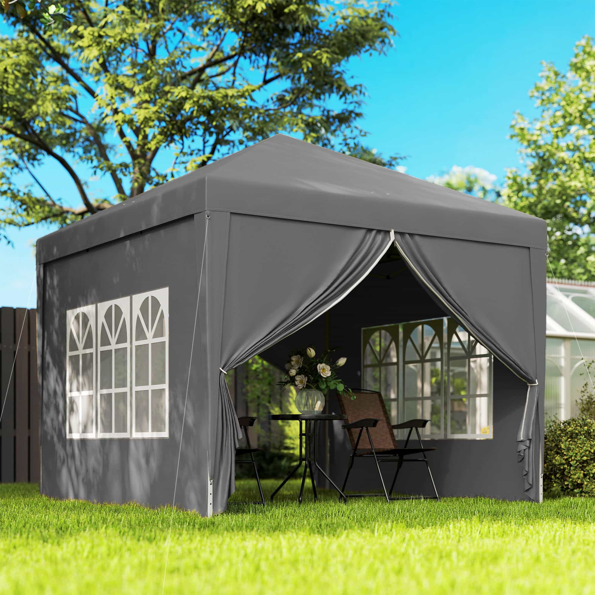 4goodz Partytent 3x3 m - Opvouwbaar met 4 Zijwanden - Grijs