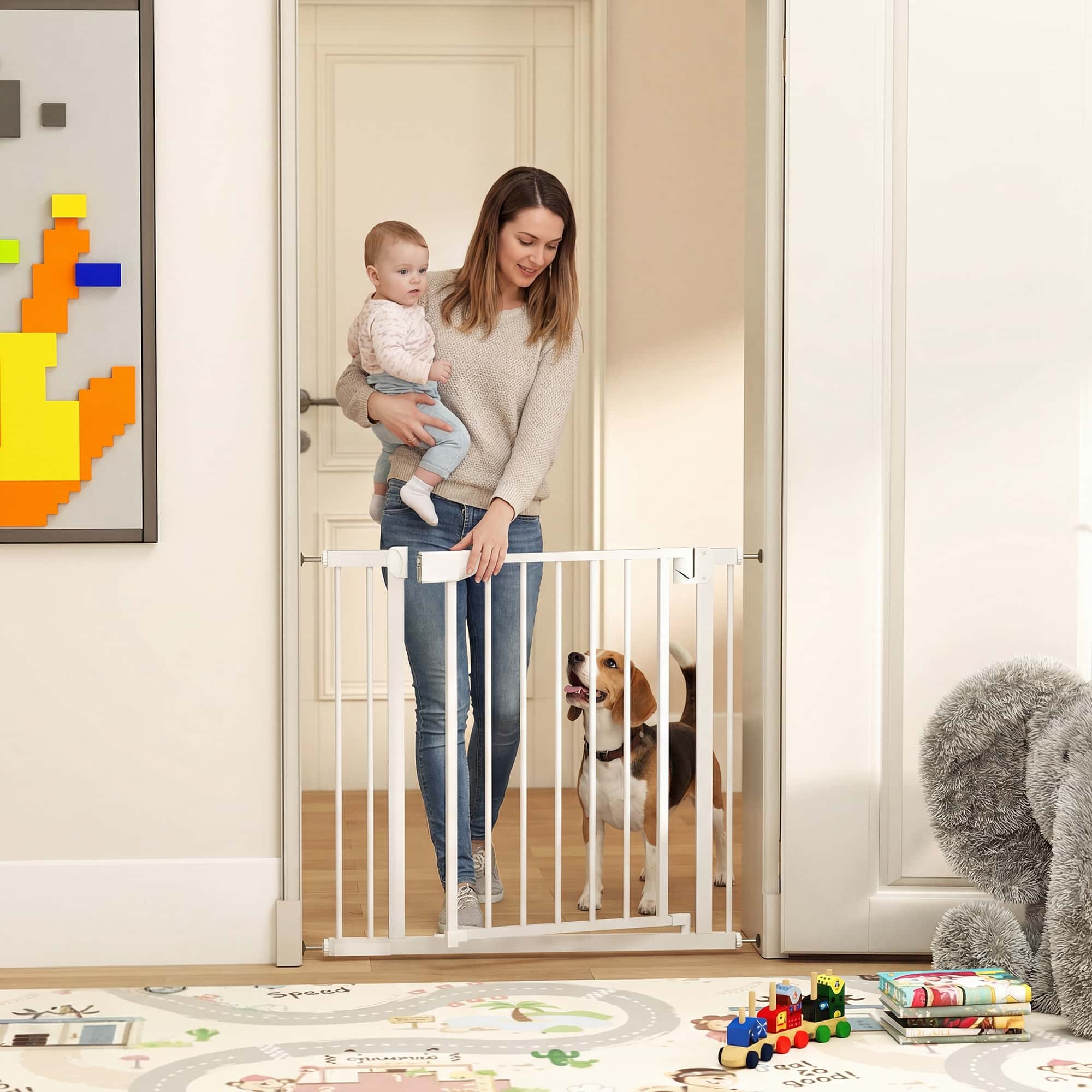 4goodz Hondenhekje Klemmontage 76–89 cm breed - zonder boren - Wit