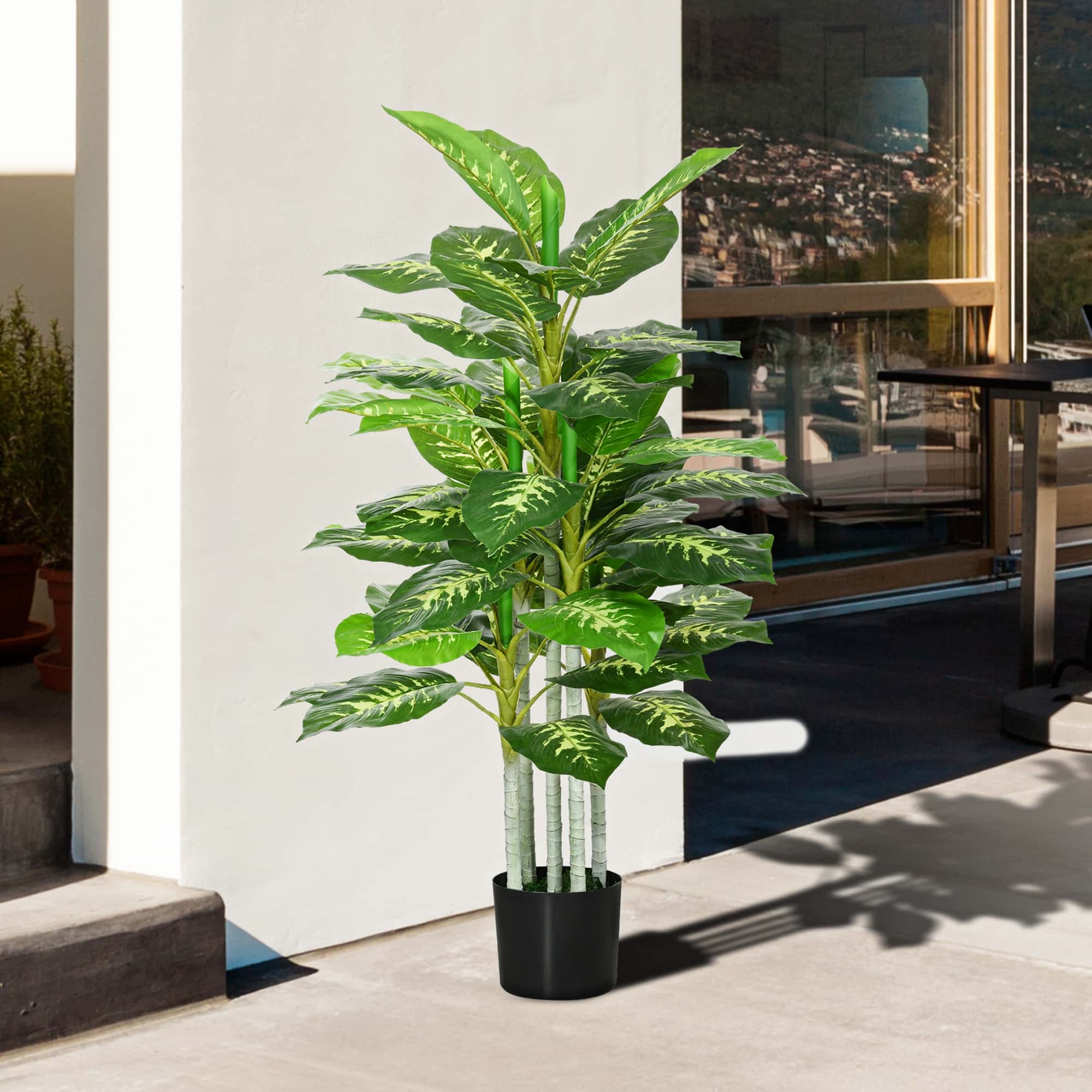 4goodz Kunstplant Dieffenbachia - Kunstplant met Pot -120 cm - Groen