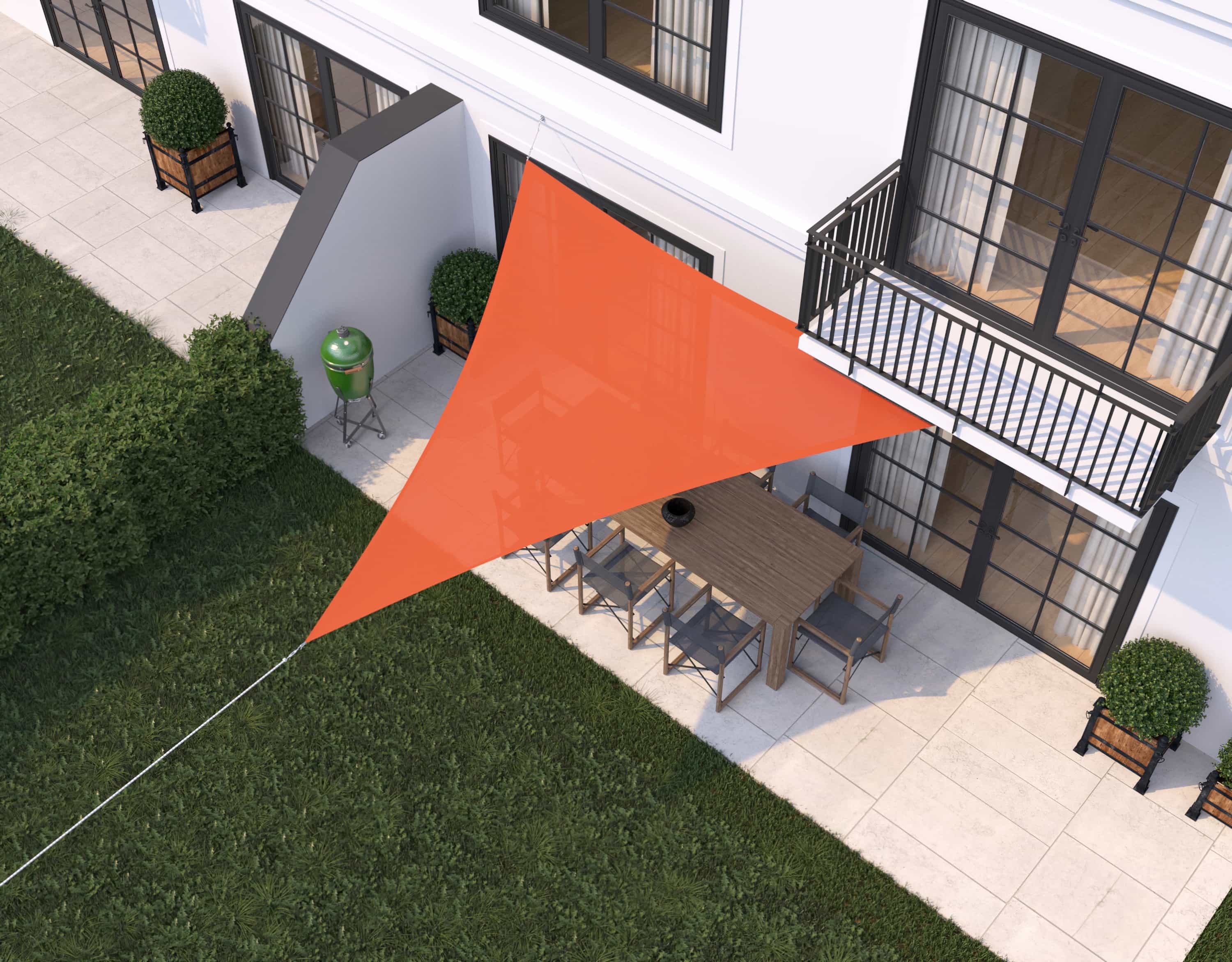 hanSe® Schaduwdoek Driehoek Gelijkbenig Waterdoorlatend 5x7x7 m Terra