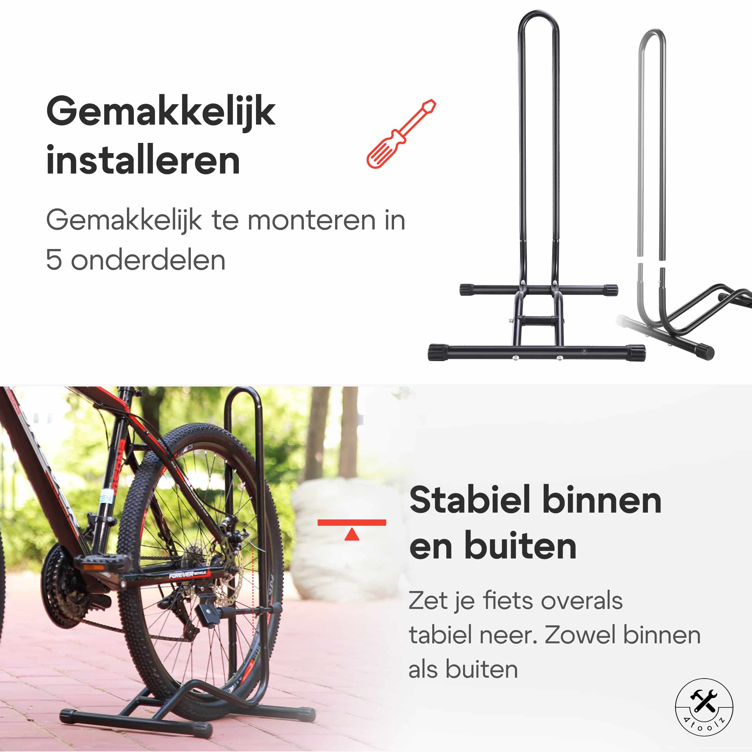 4toolz® Universeel Display Fietsenrek - fiets standaard - zwart