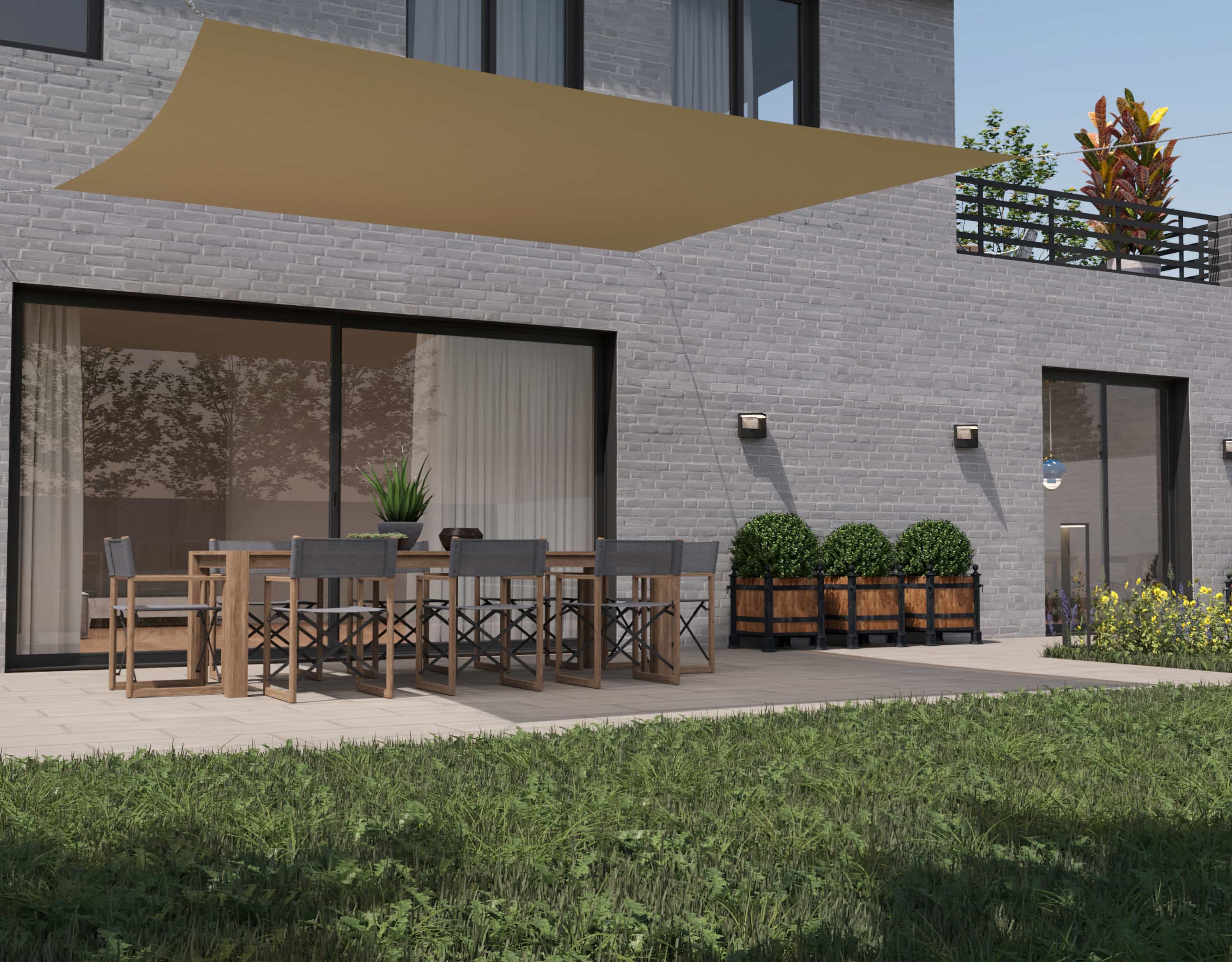 hanSe® Schaduwdoek Vierkant Waterdoorlatend 4,5x4,5 m Zonnedoek Creme
