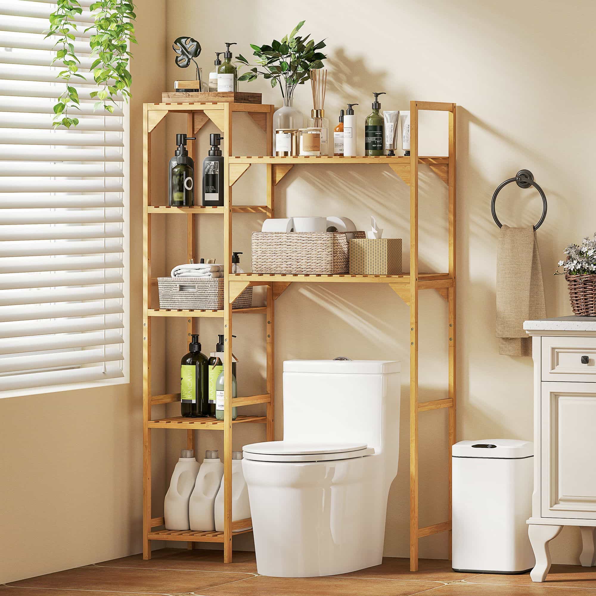 4goodz Wasmachinerek Bamboe 100x40x157cm - Bruin