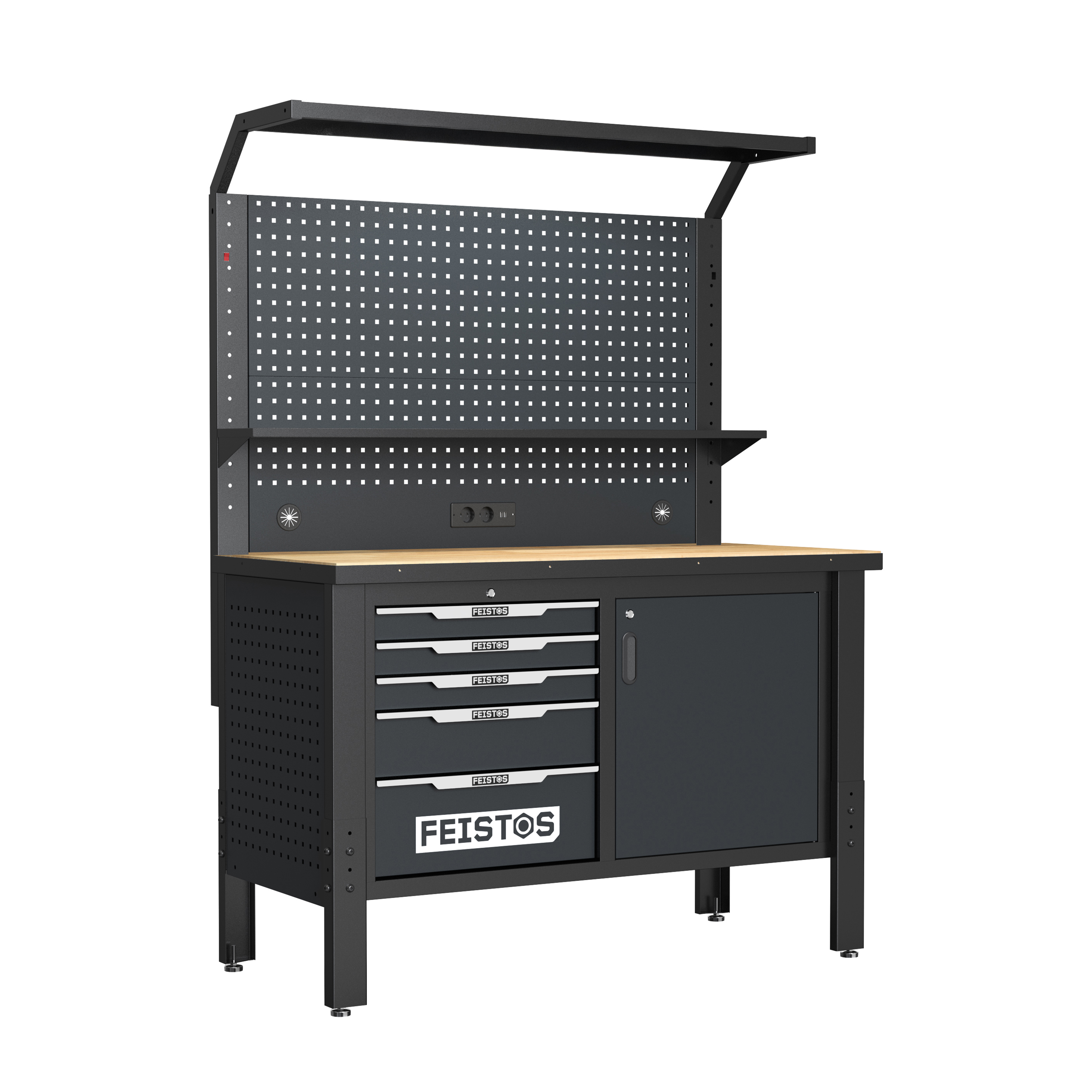 Feistos Luxon Werkbank met lades en verlichting - incl. accessoires - 65x140x195 cm