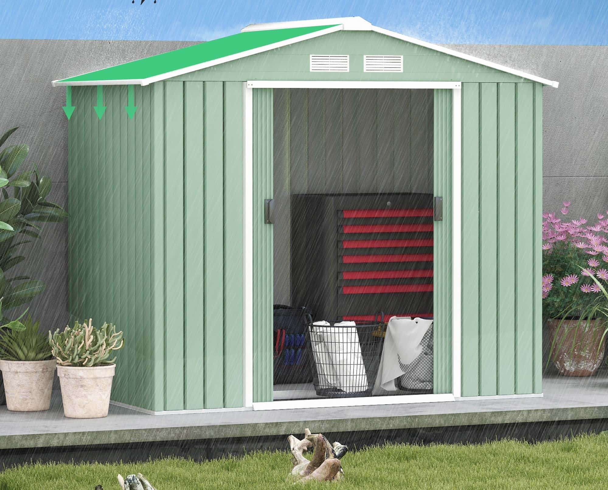 4goodz Gereedschapsschuur Metaal 130x213x185 cm - Groen
